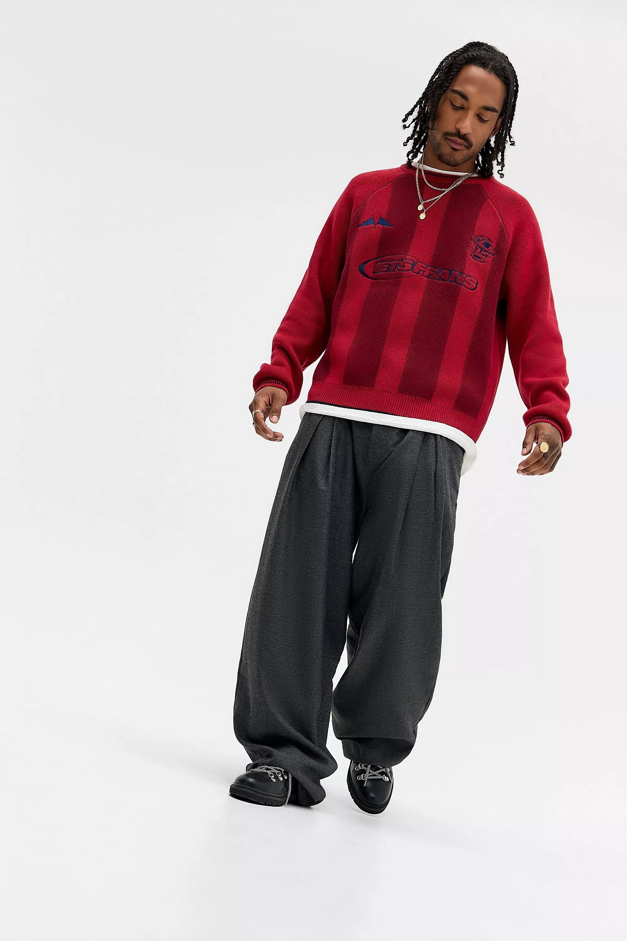 RED iets frans... Red Vertical Stripe Knit Jumper, RED, large image number 3