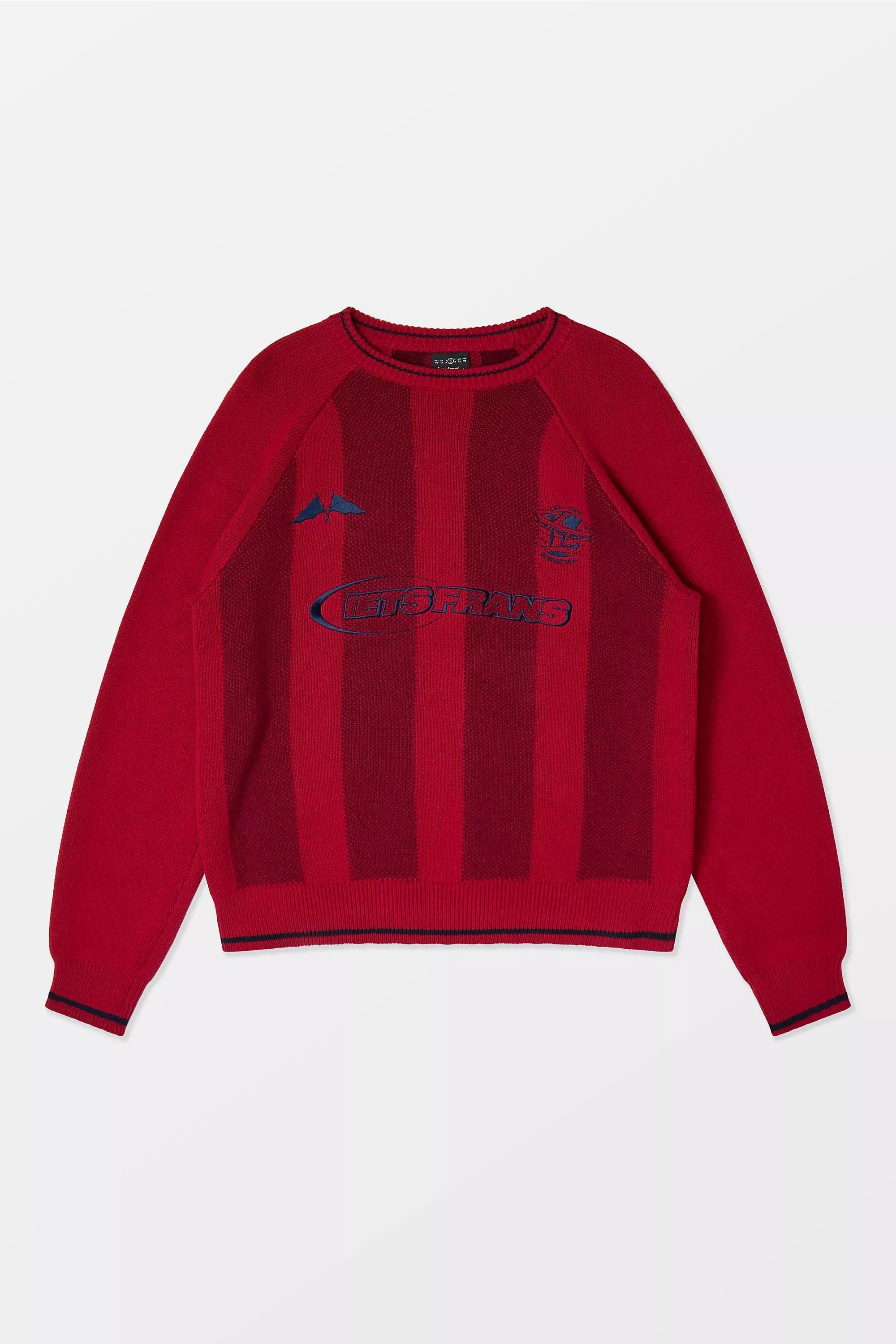 RED iets frans... Red Vertical Stripe Knit Jumper, RED, large image number 5