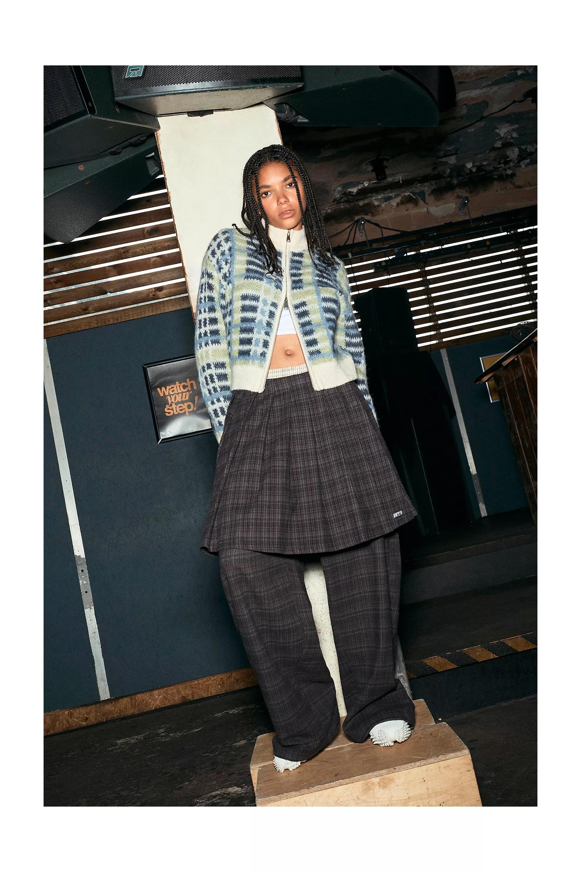 BLUE iets frans... Harri Check Brushed Joggers, A301_0430, large image number 0