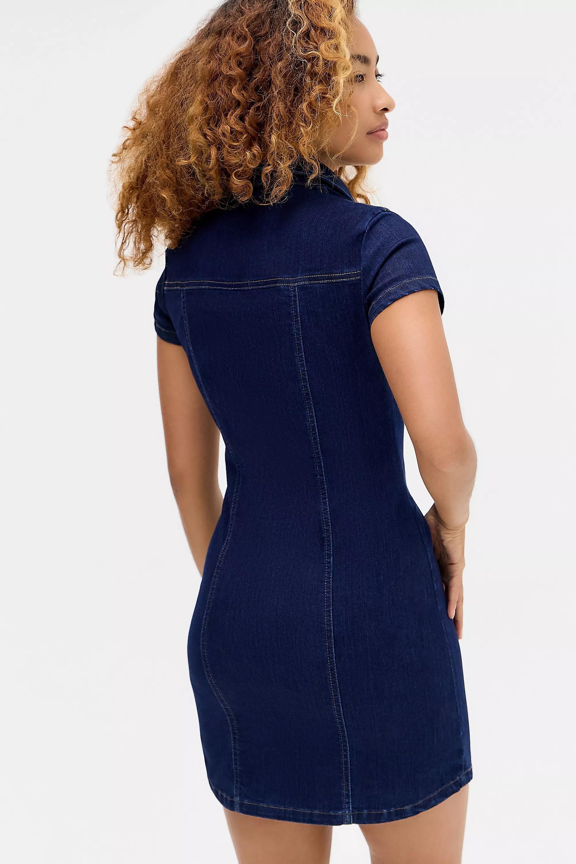 Blue Bdg Polly Denim Mini Dress, DENIM MEDIUM BLUE, large image number 3