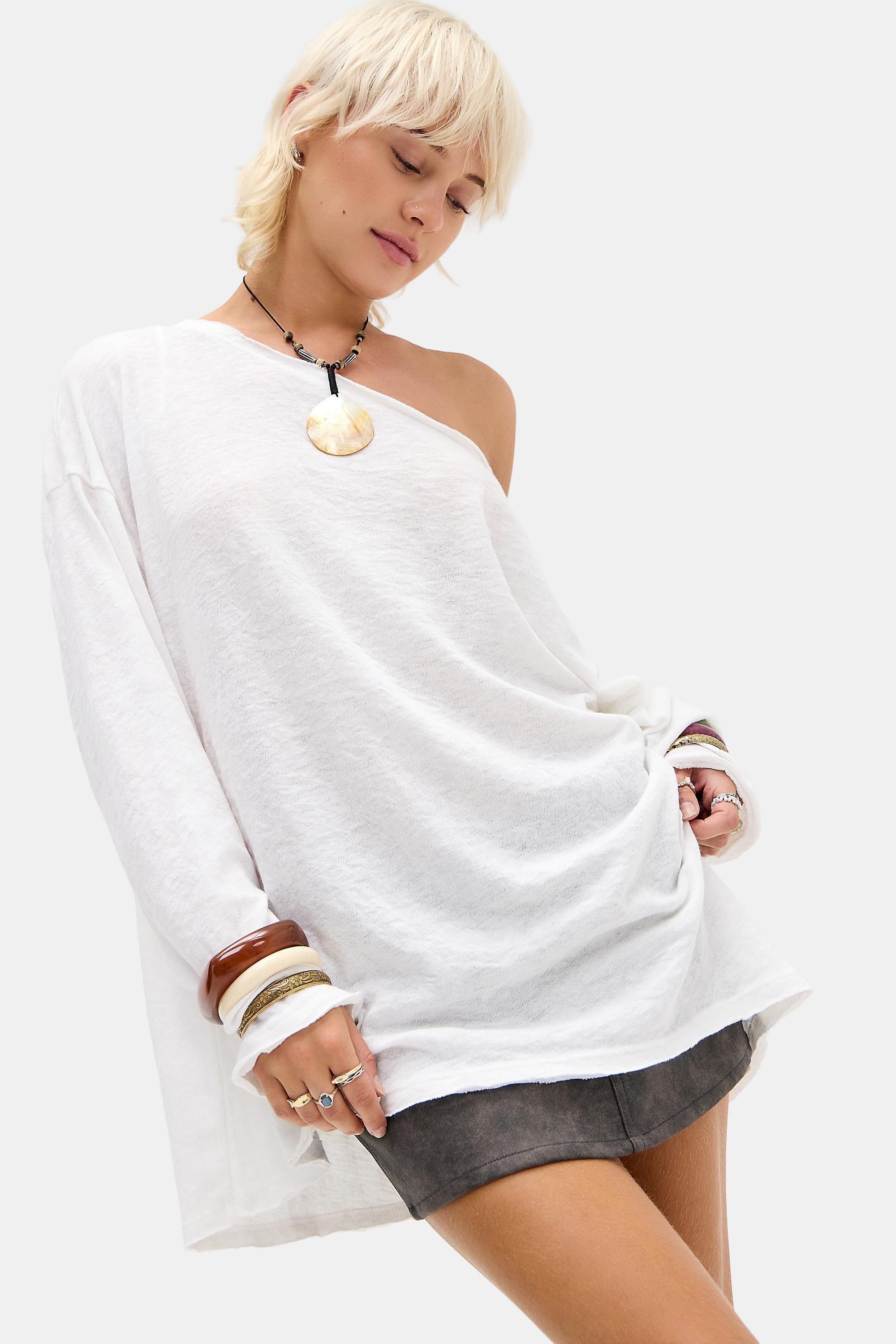 White Bdg Kurt Off-Shoulder T-Shirt, WHT, large image number 0