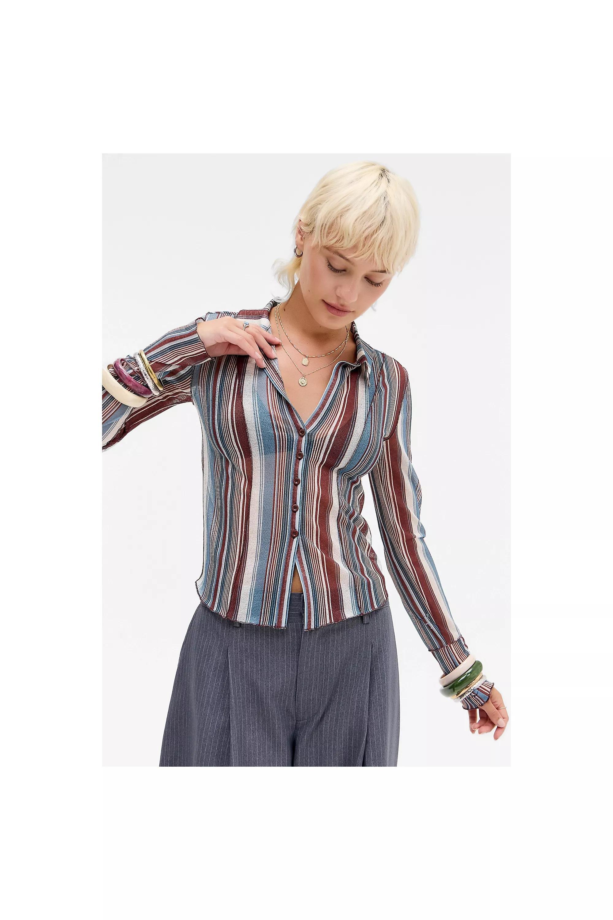 Multicolour Silence + Noise Milo Long Sleeve Shirt, , medium