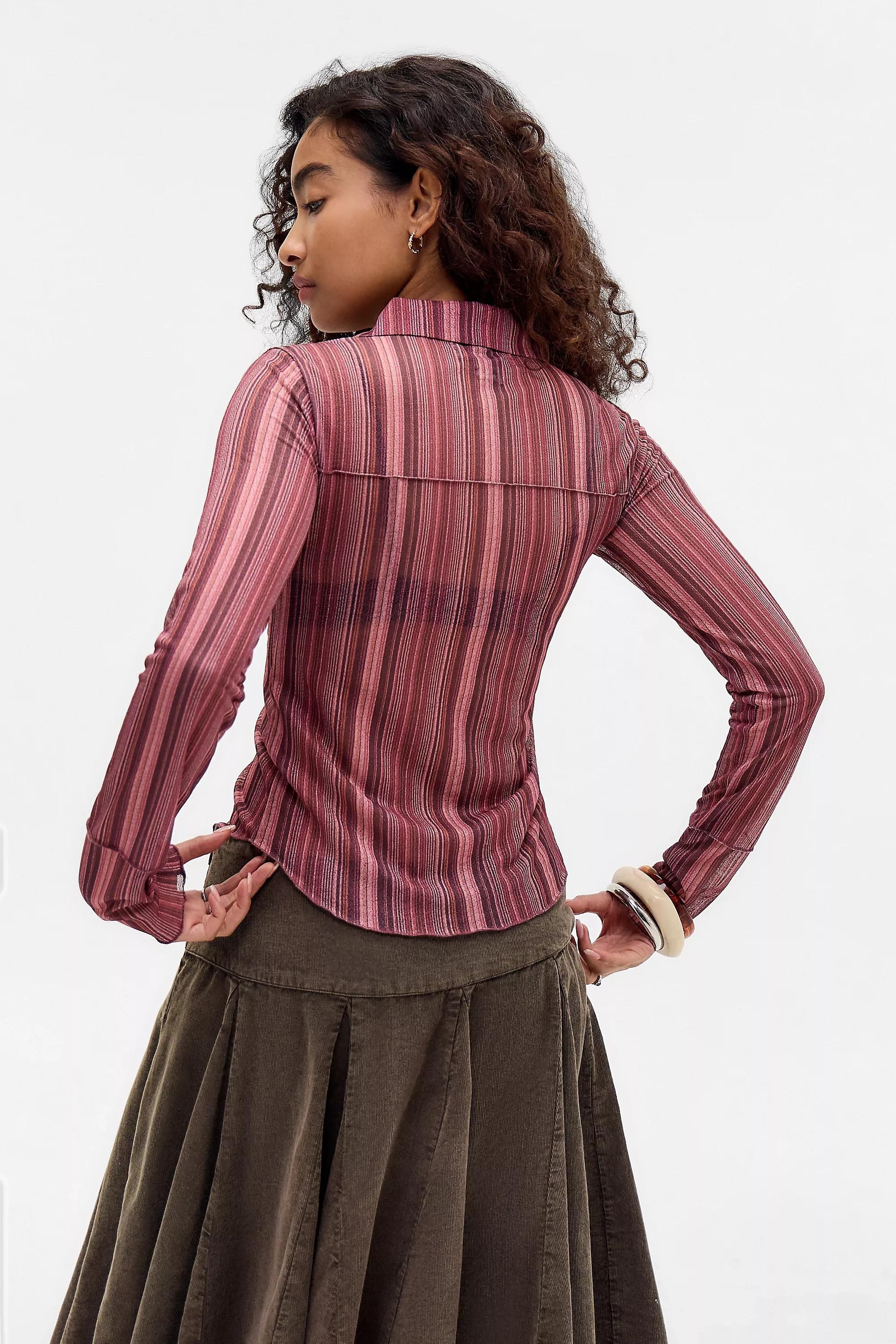 Pink Stripe Silence + Noise Milo Long Sleeve Shirt, A301_0549, large image number 3