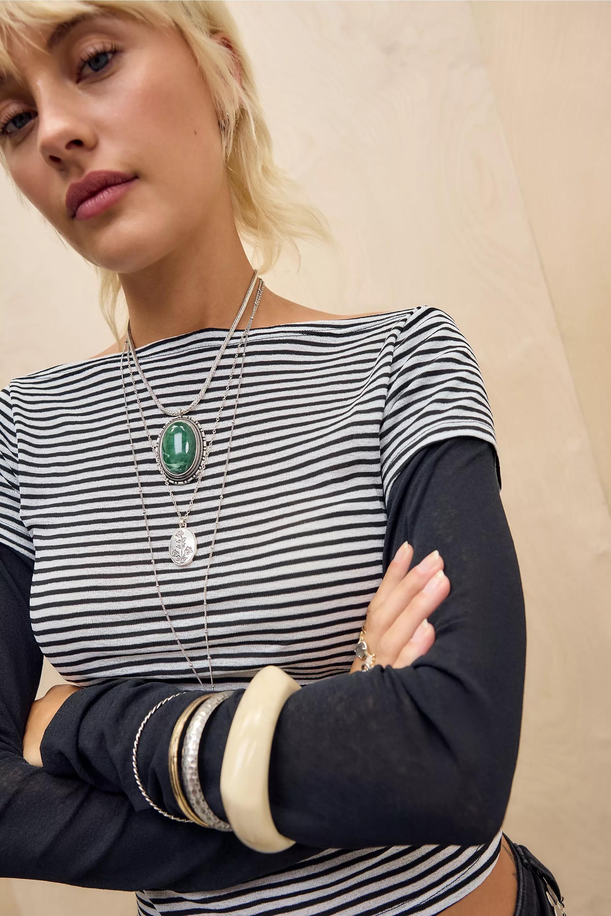 BLACK PATTERN UO Frankie Double Layer T-Shirt, BLK MOTIF, large image number 2