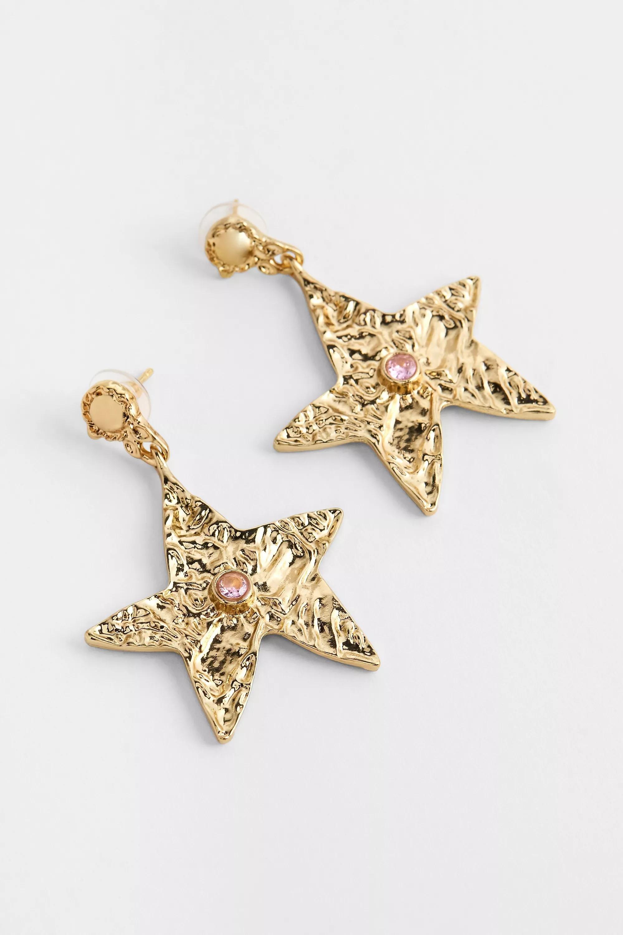 Silence + Noise XL Molten Star Earrings, GOLD, medium