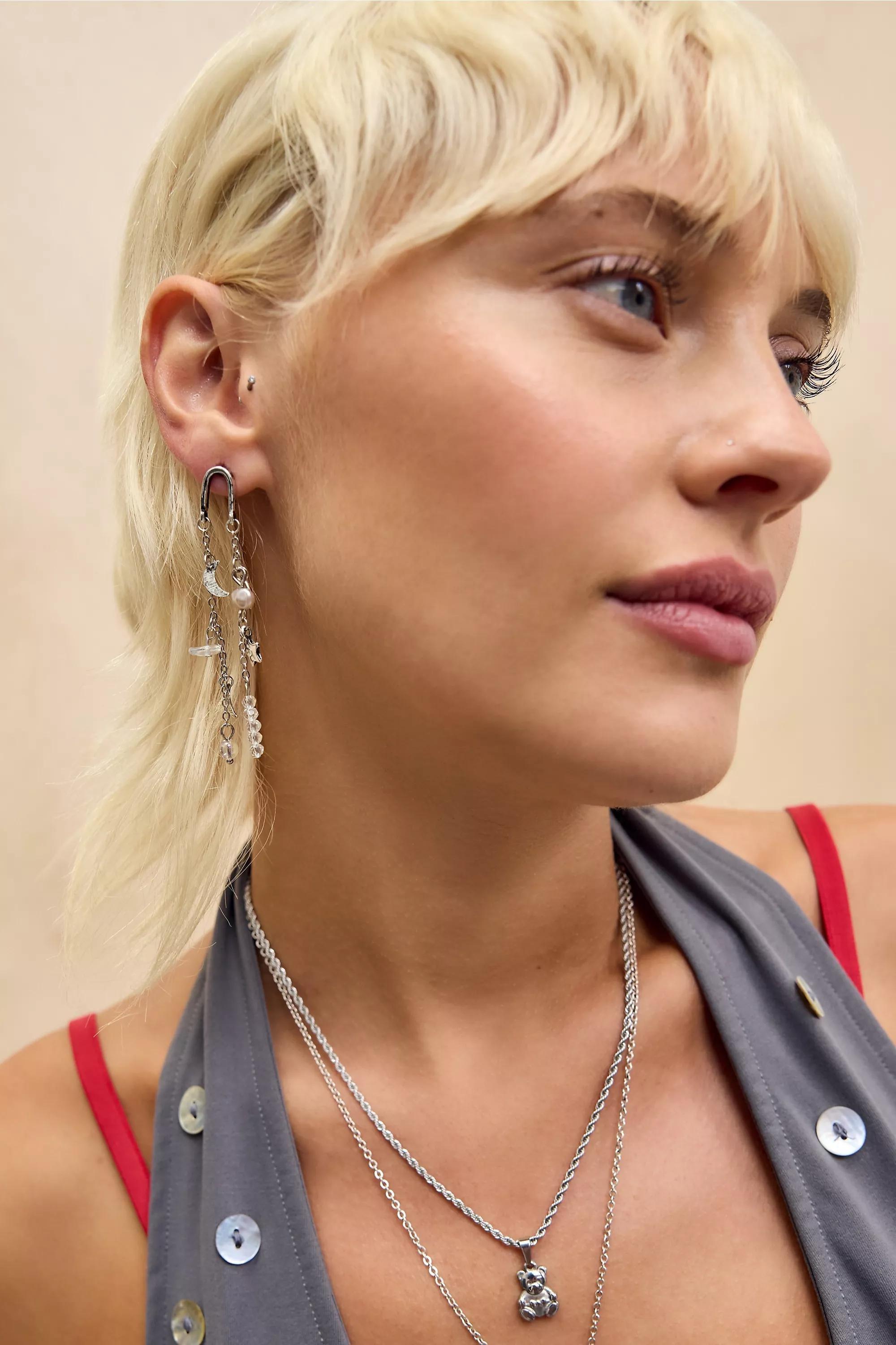 Silver Silence + Noise Celestial Earring, Set Of 3, SLVR, medium