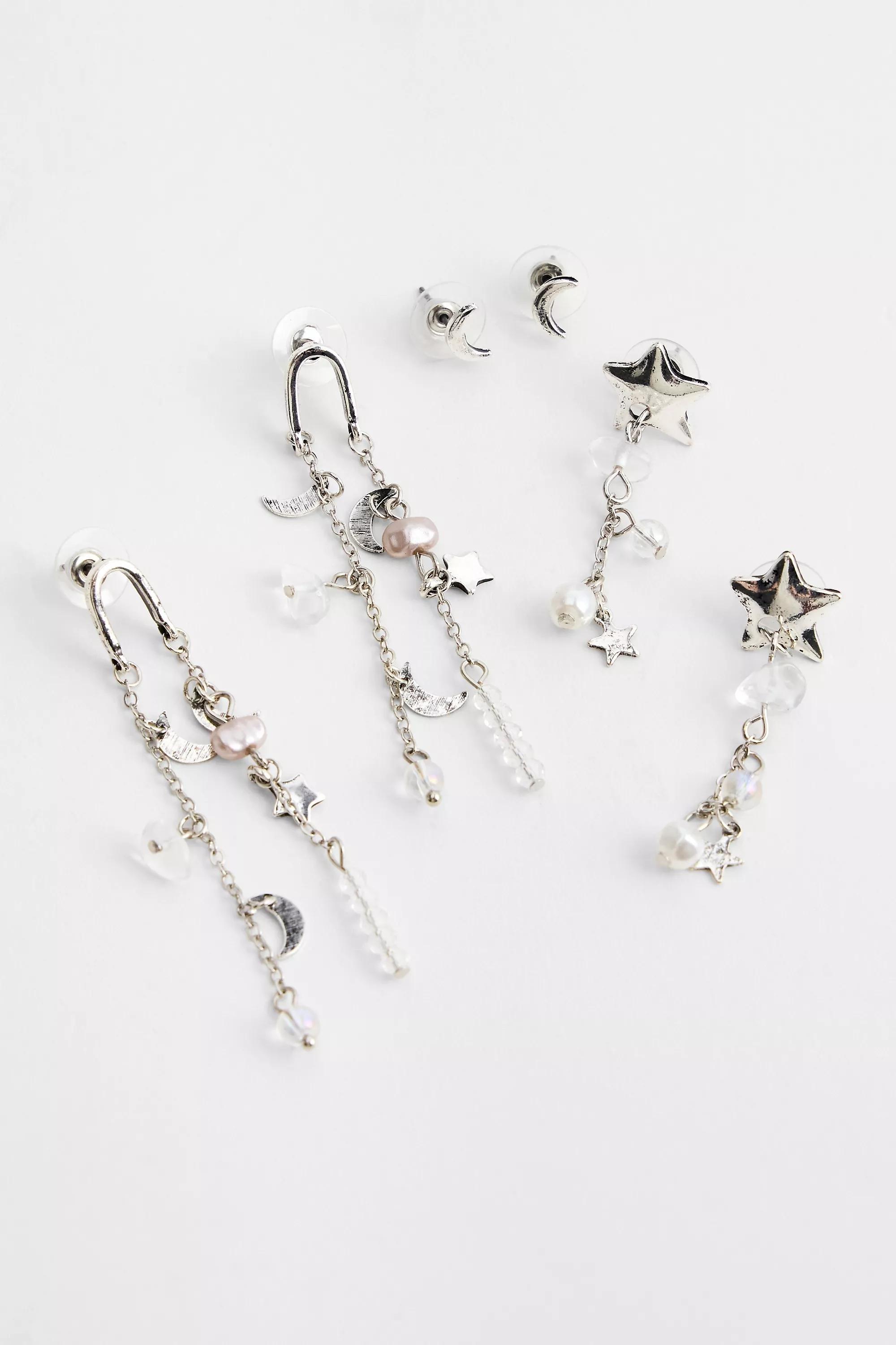 Silver Silence + Noise Celestial Earring, Set Of 3, SLVR, large image number 1
