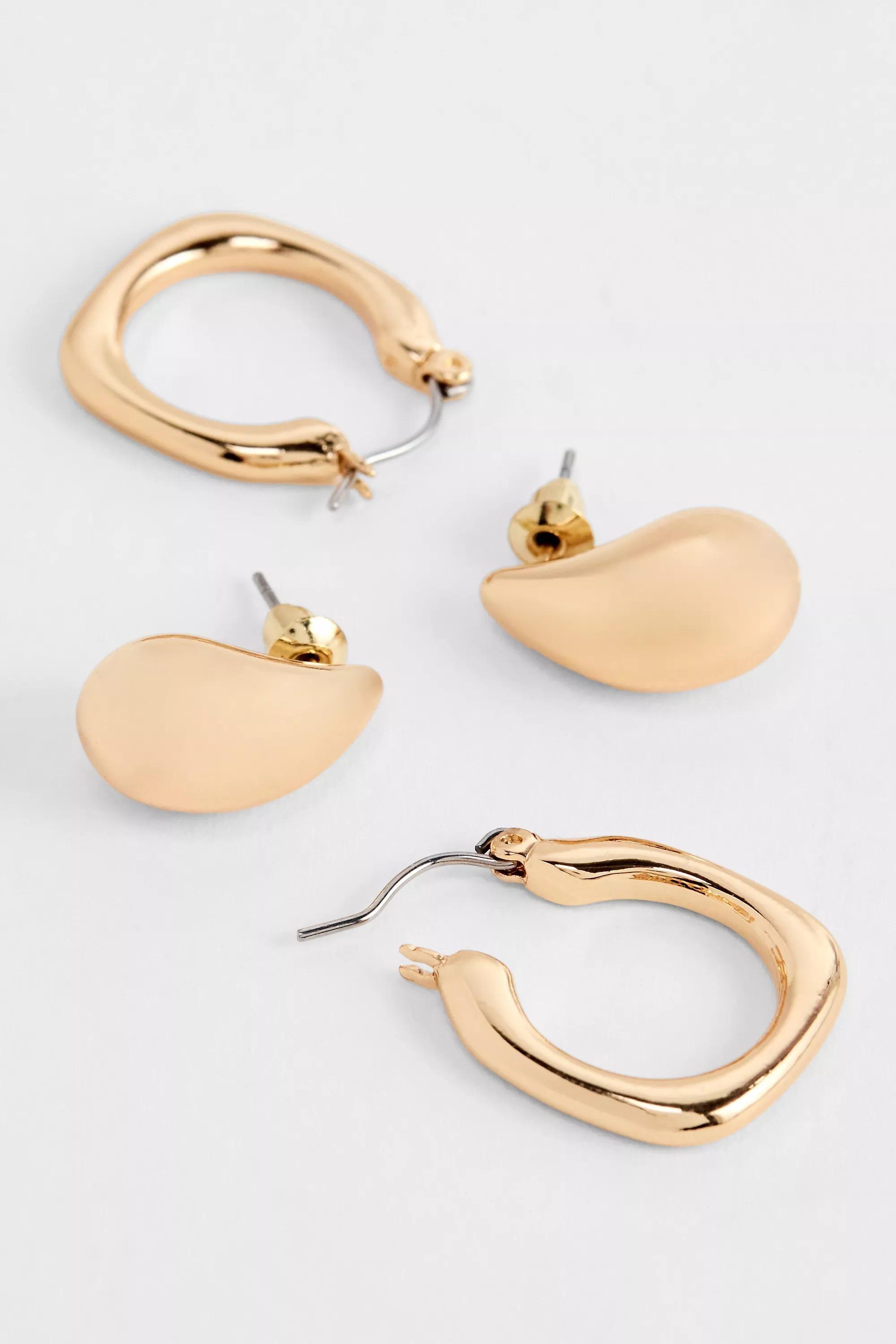 Silence + Noise Teardrop Hoop Earrings 2-Pack, GOLD, medium