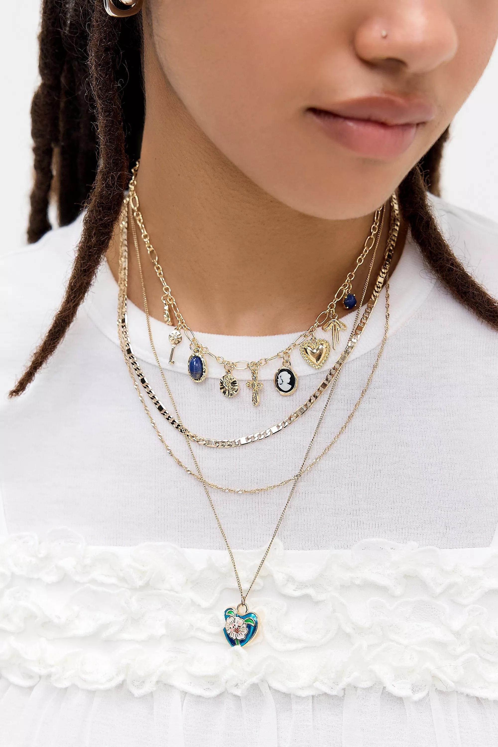 Silence + Noise Cameo Charm Necklace, GOLD, large image number 0