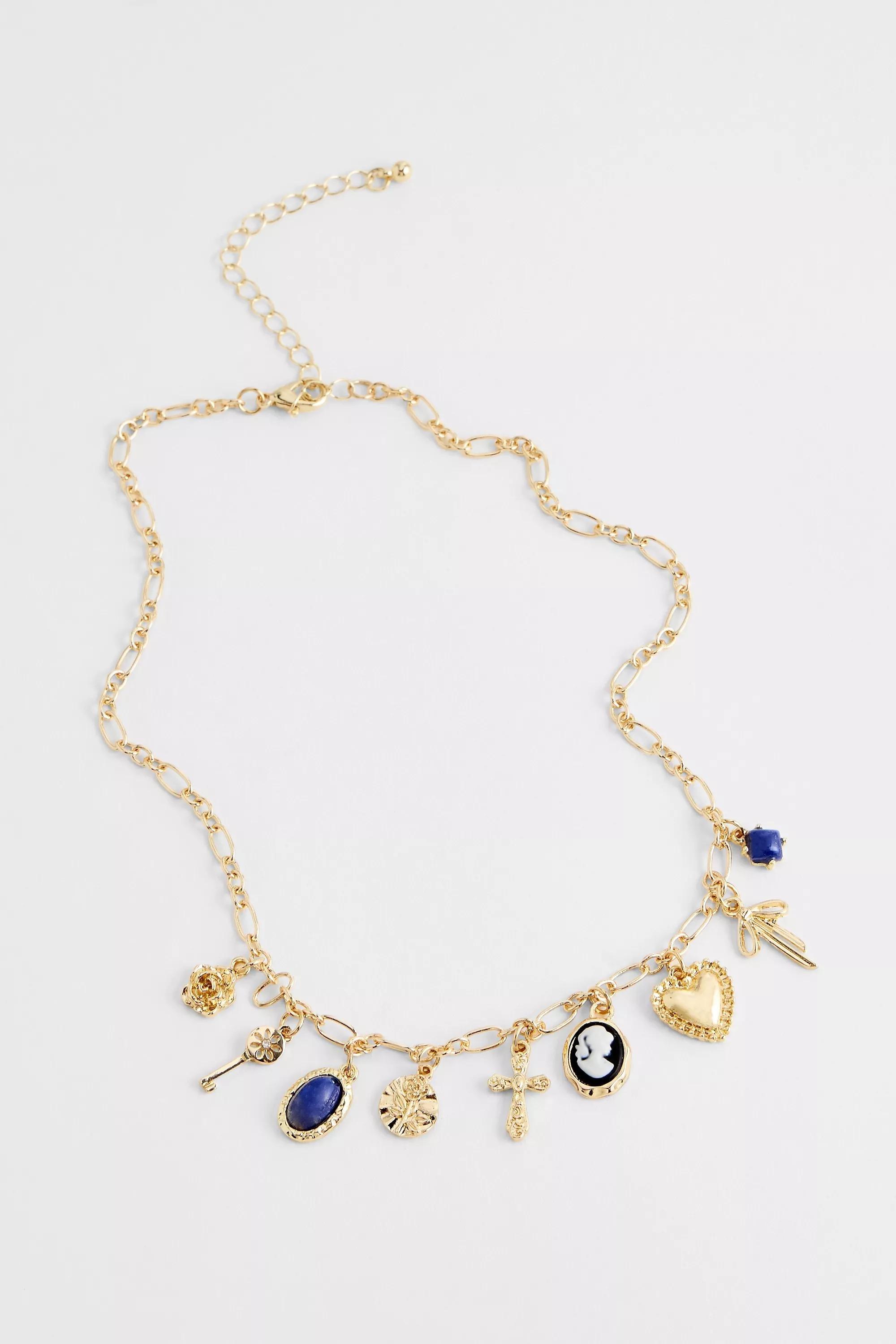 Silence + Noise Cameo Charm Necklace, GOLD, large image number 2