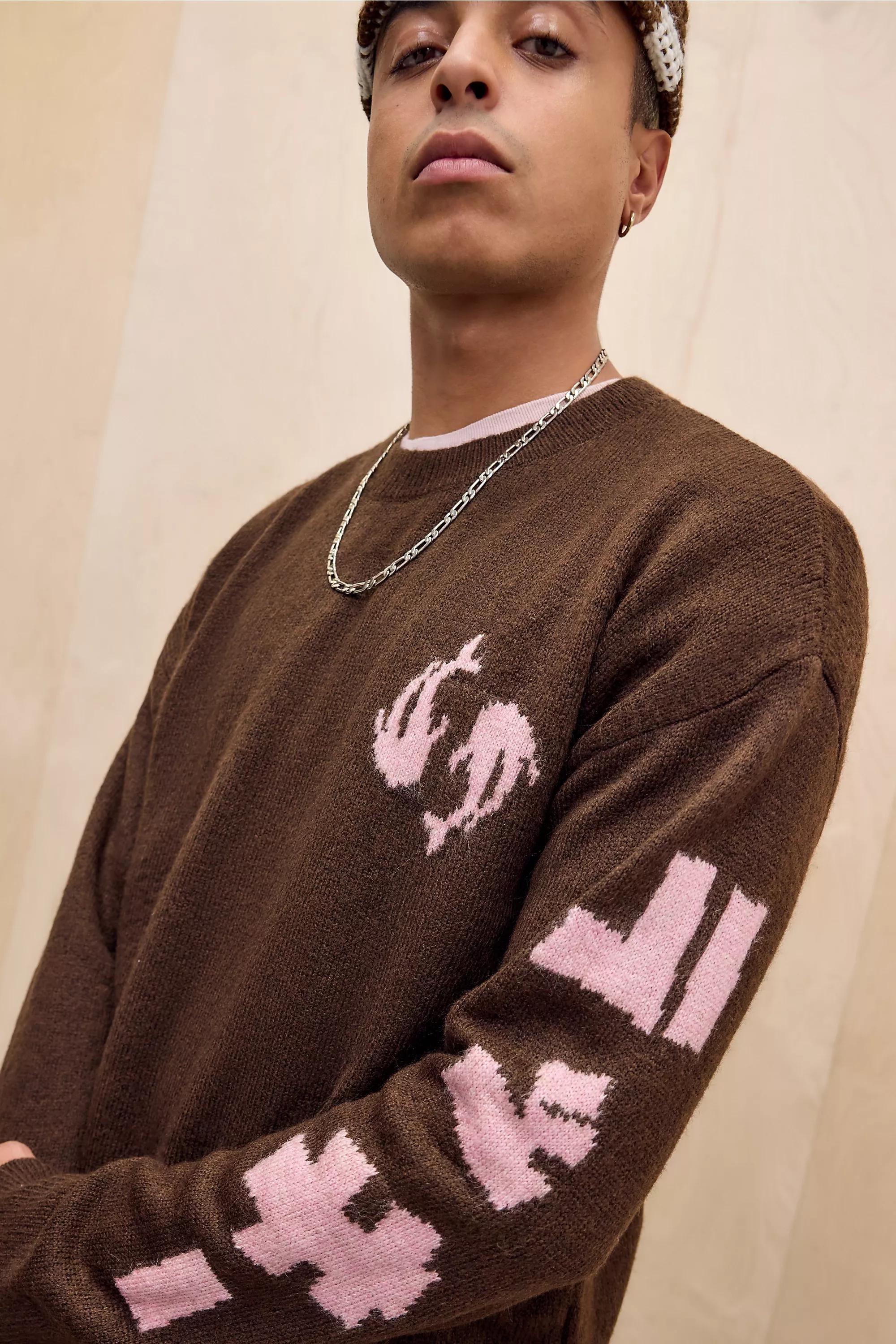 Brown Uo Brown Koi Fish Knit Jumper, BRN, large image number 1