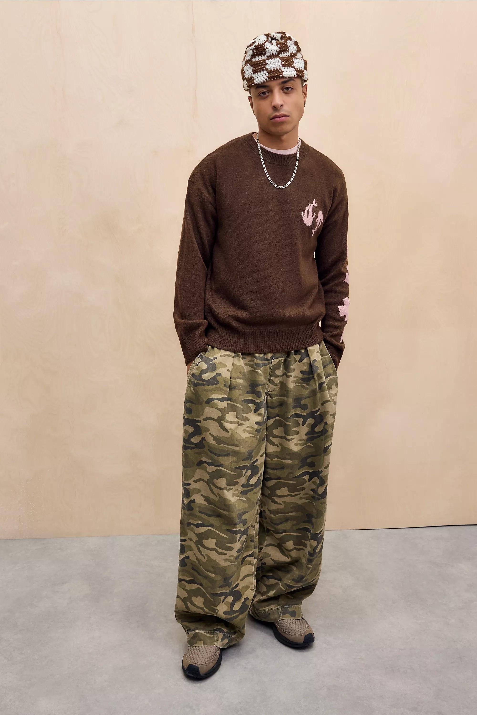 Brown Uo Brown Koi Fish Knit Jumper, BRN, medium