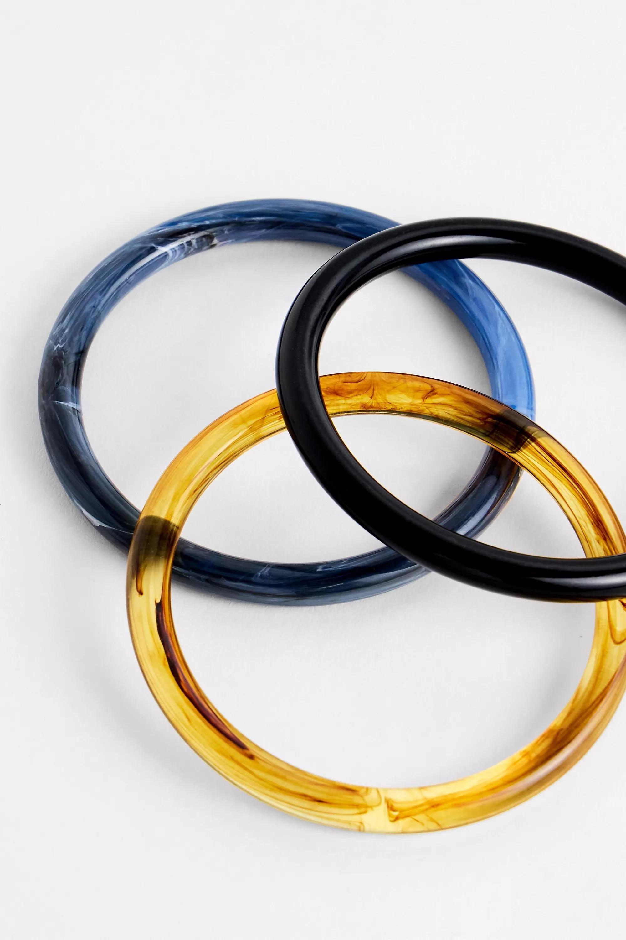 Blue Silence + Noise Resin Mixed Bangles, Set Of 3, BLUE, large image number 1