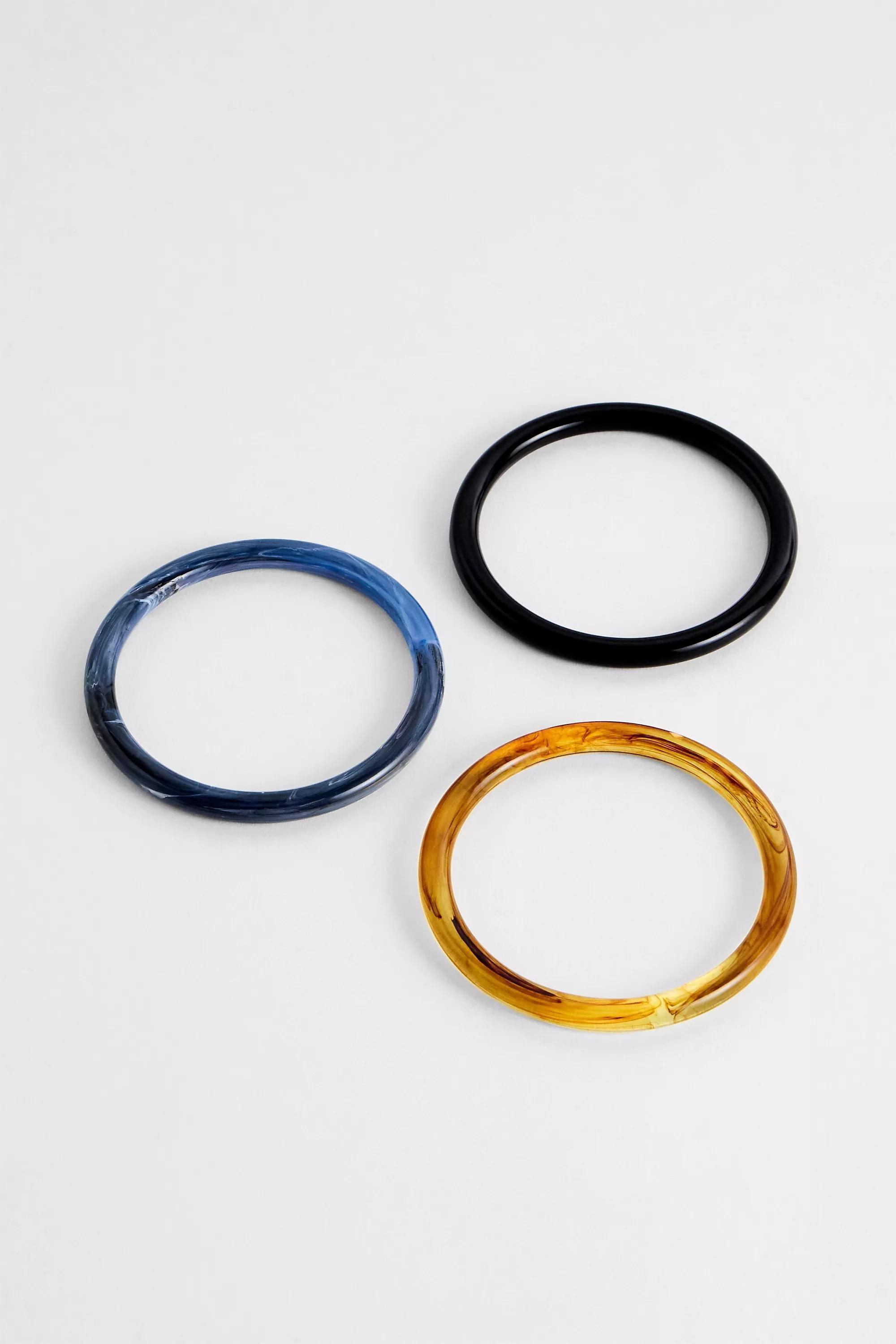 Blue Silence + Noise Resin Mixed Bangles, Set Of 3, BLUE, large image number 2
