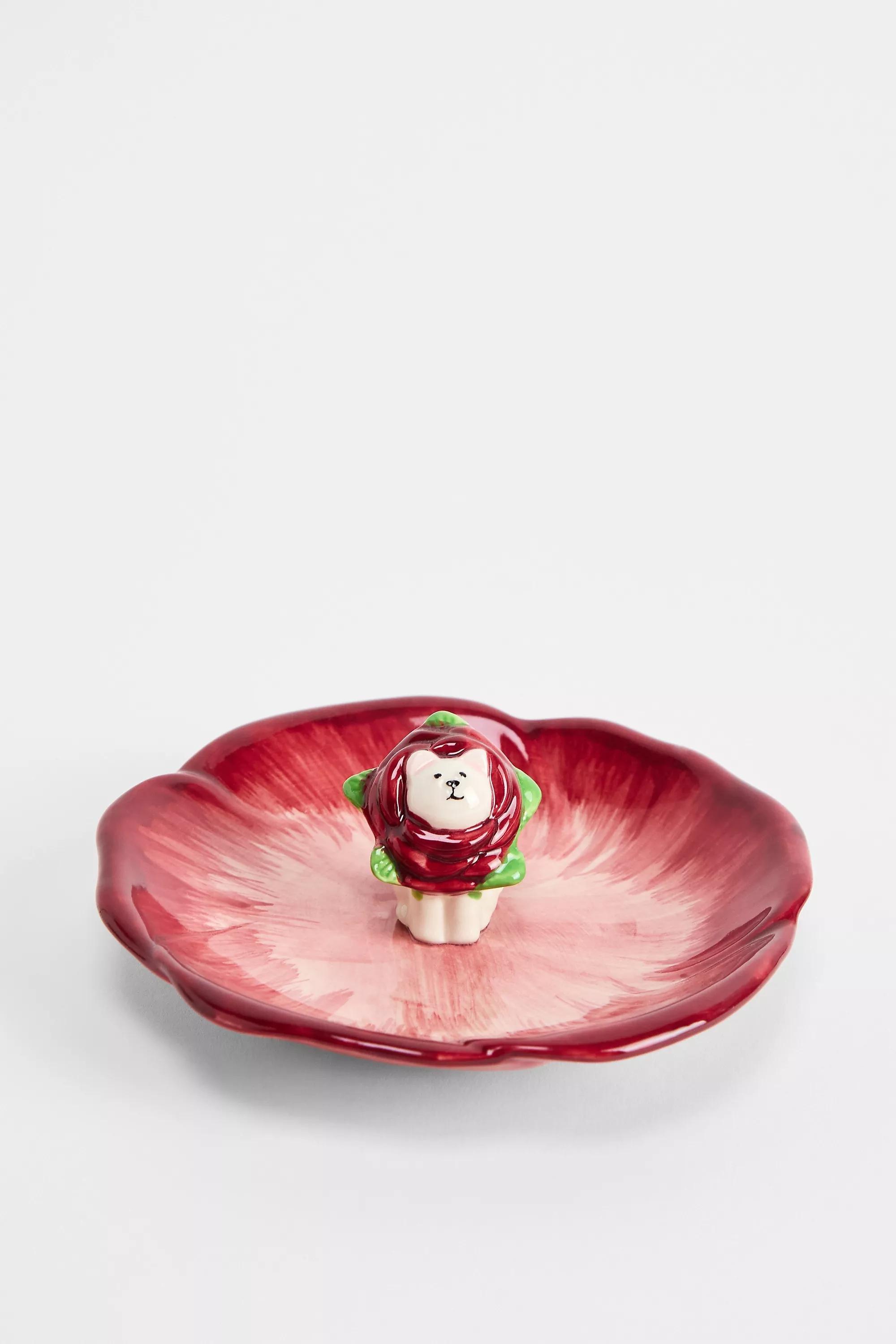 RED Flower Cat Mini Plate, RED, large image number 0