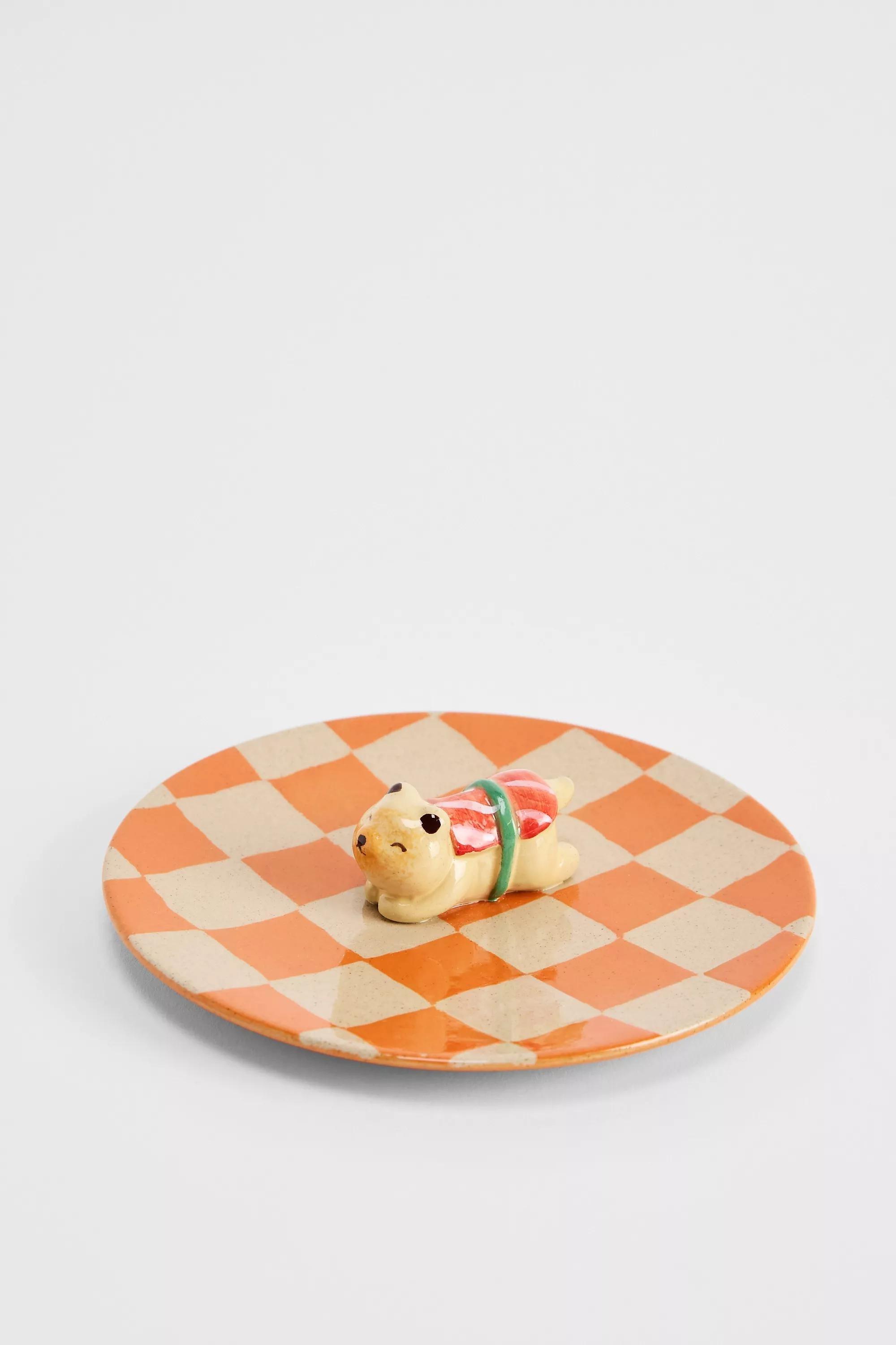 Orange Sushi Cat Plate, ORANGE, large image number 0