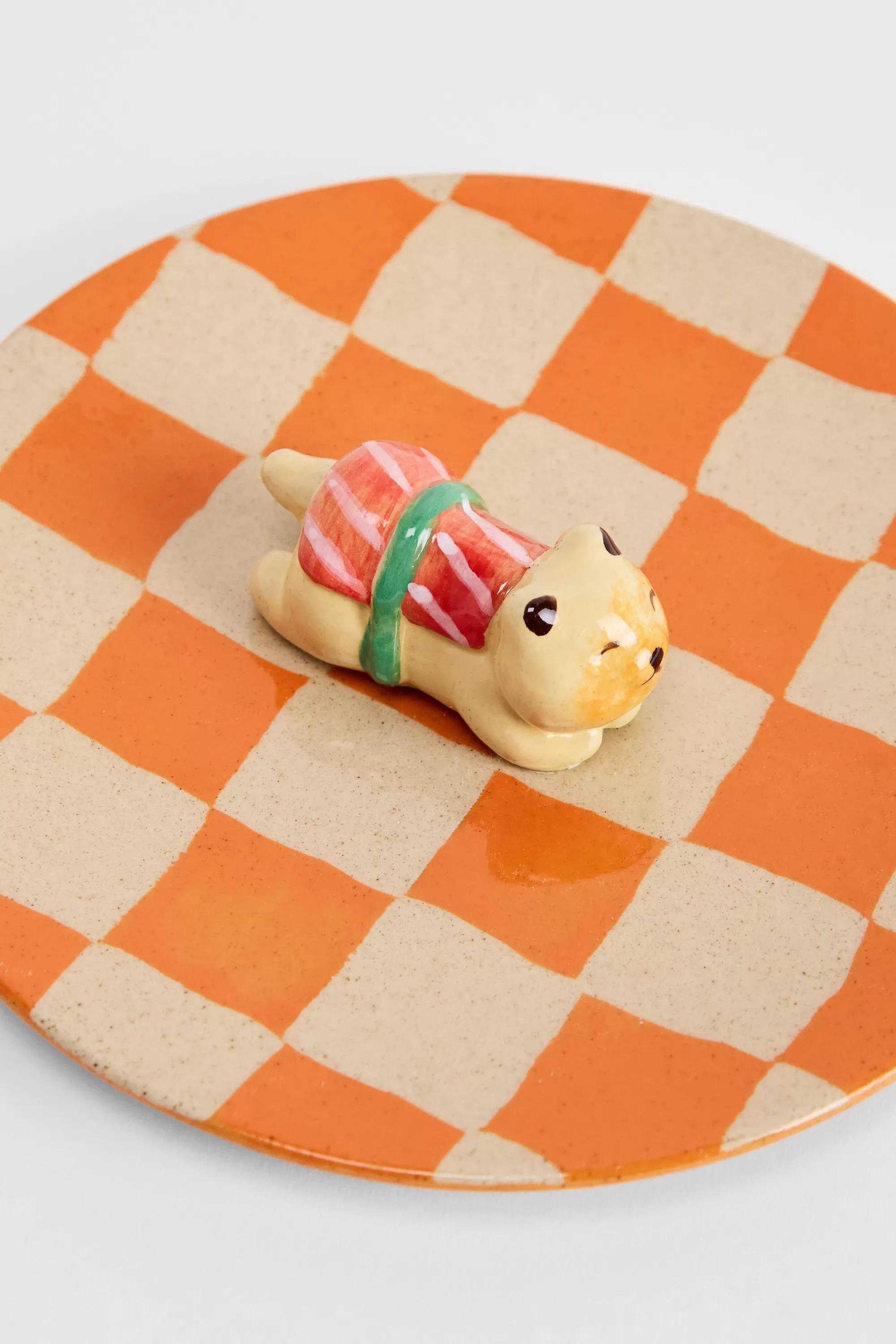 Orange Sushi Cat Plate, ORANGE, large image number 1