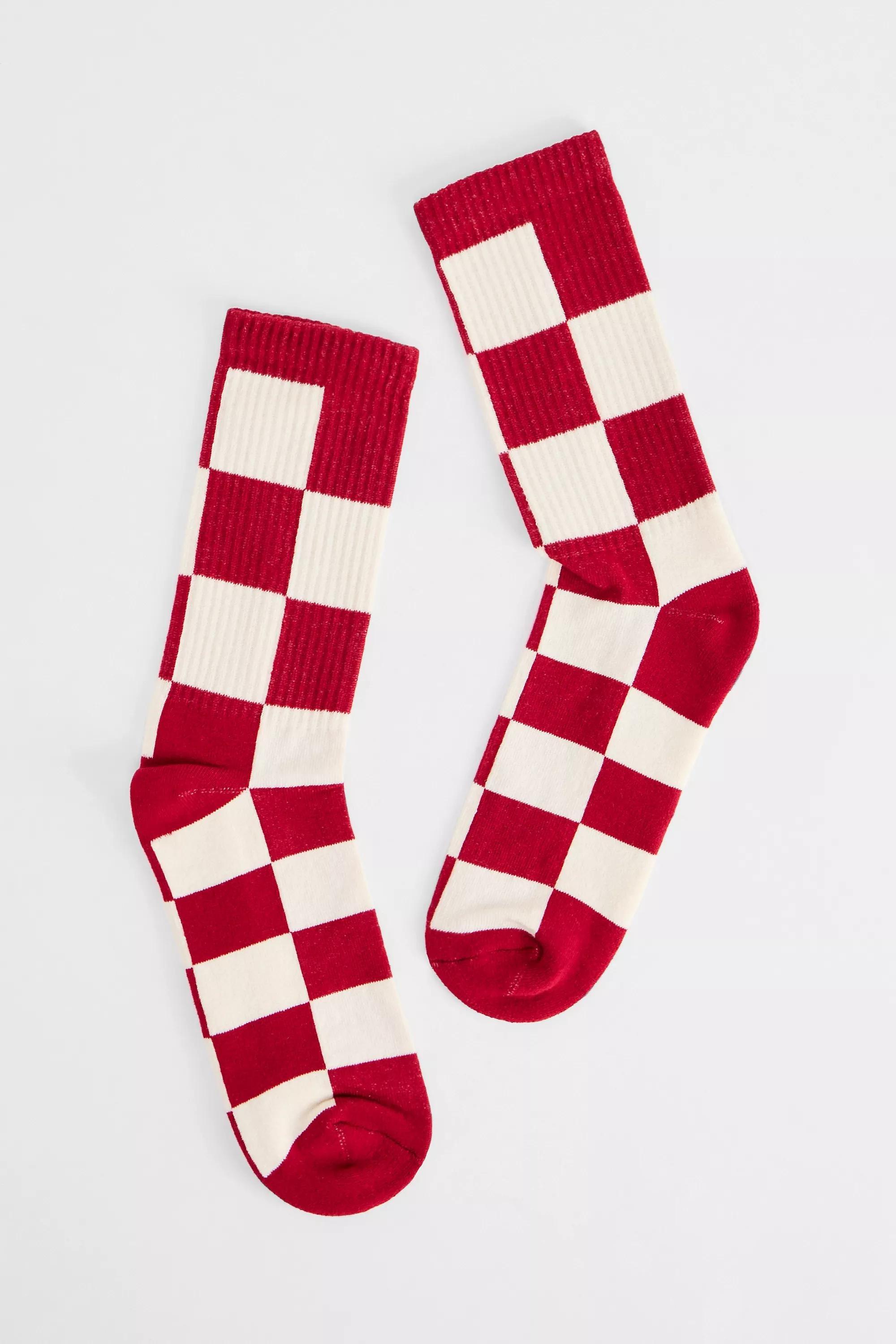 Multicolour Uo Checkerboard Socks, RED, large image number 0