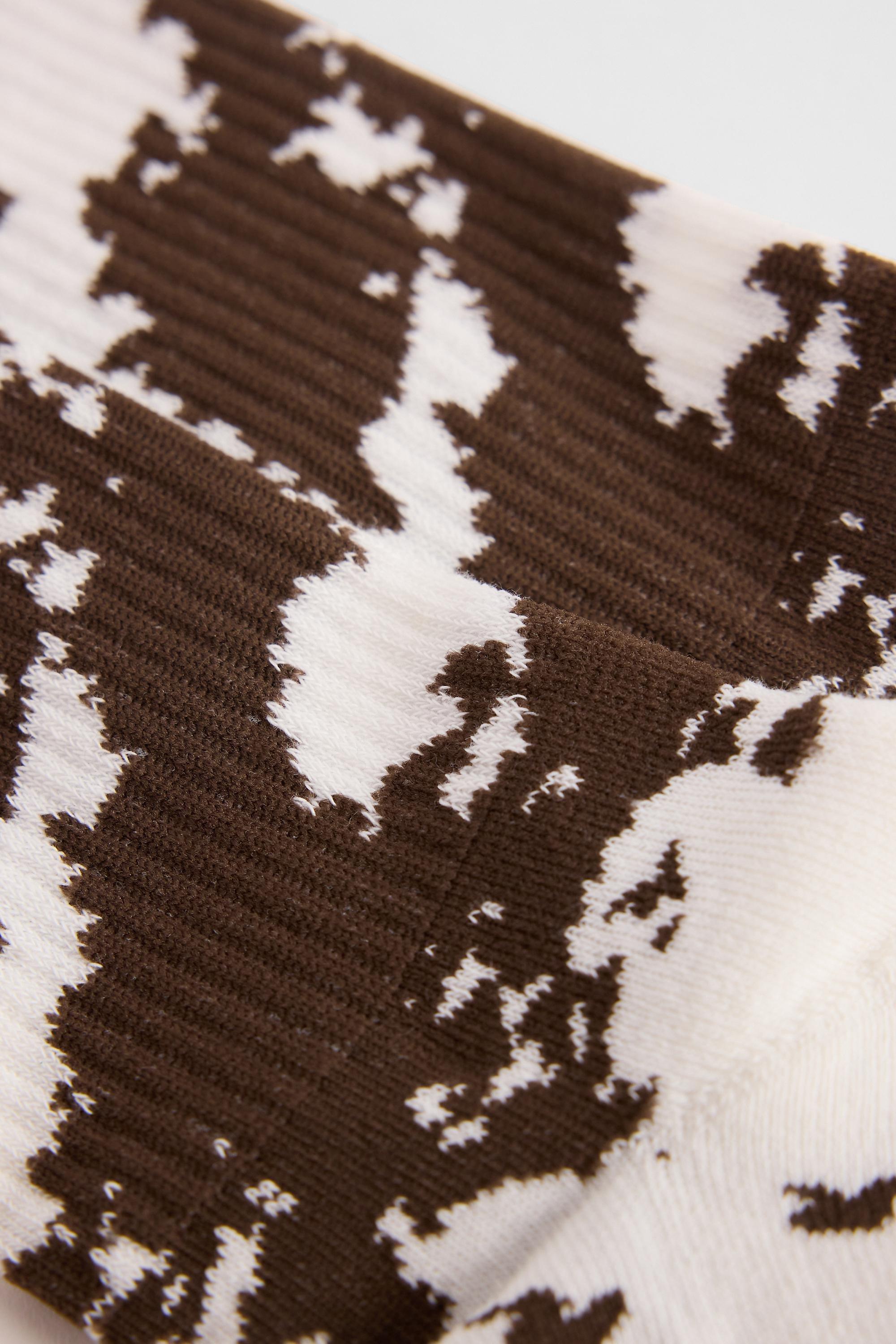 Beige Uo Cow Print Socks, IVRY, medium
