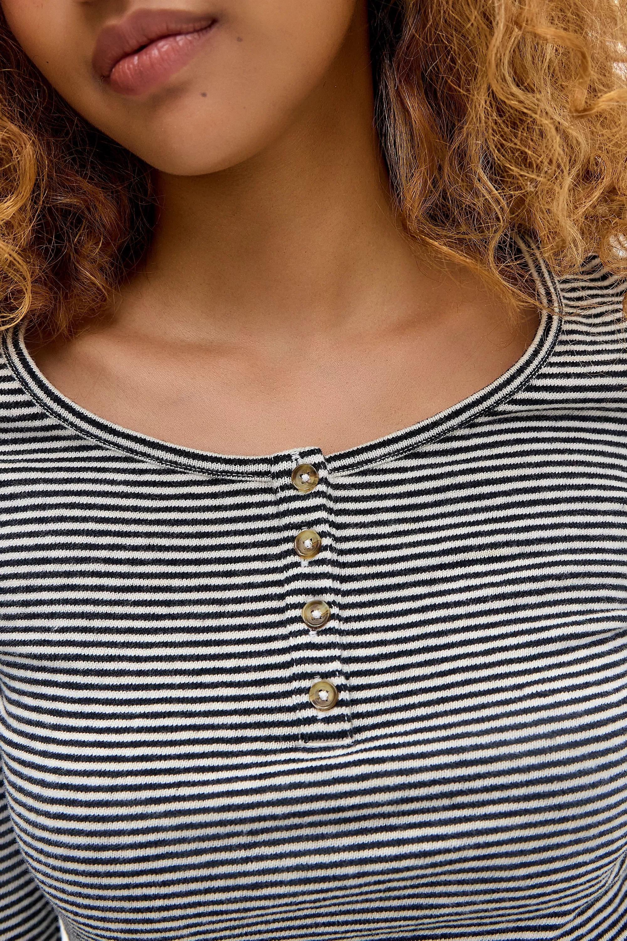 Black Pattern Bdg Stripe Baby Henley T-Shirt, BLK MOTIF, large image number 2