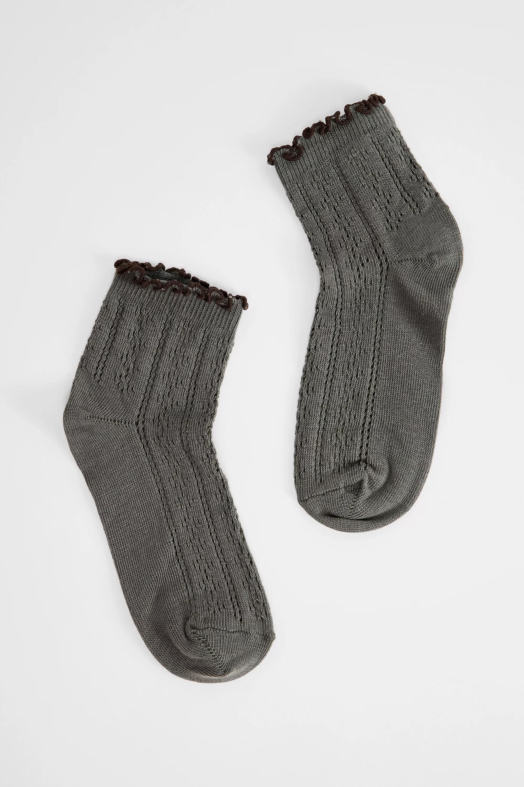 Khaki Out From Under Tipped Contrast Edge Socks, KHAKI, large image number 1