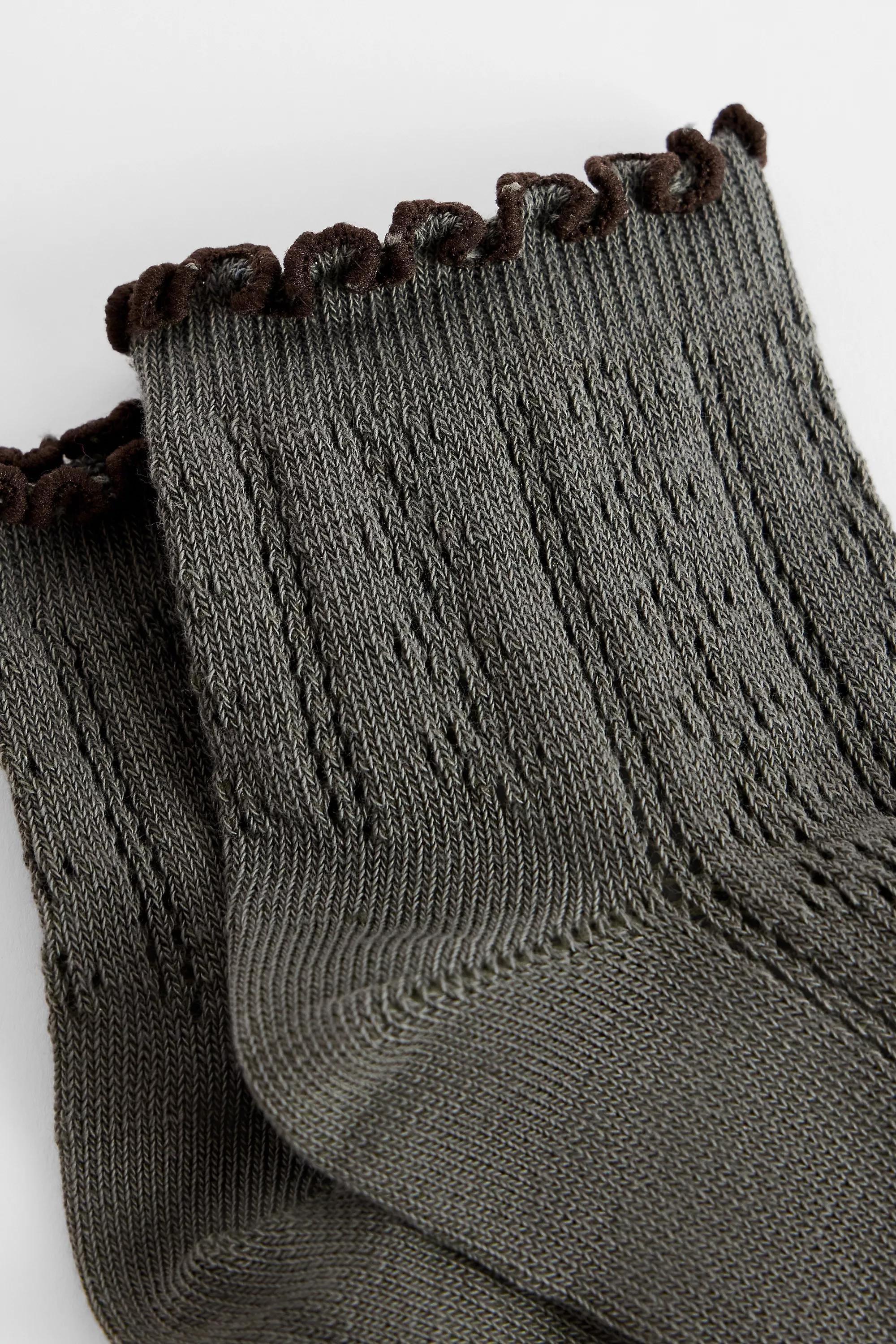 Khaki Out From Under Tipped Contrast Edge Socks, KHAKI, large image number 2