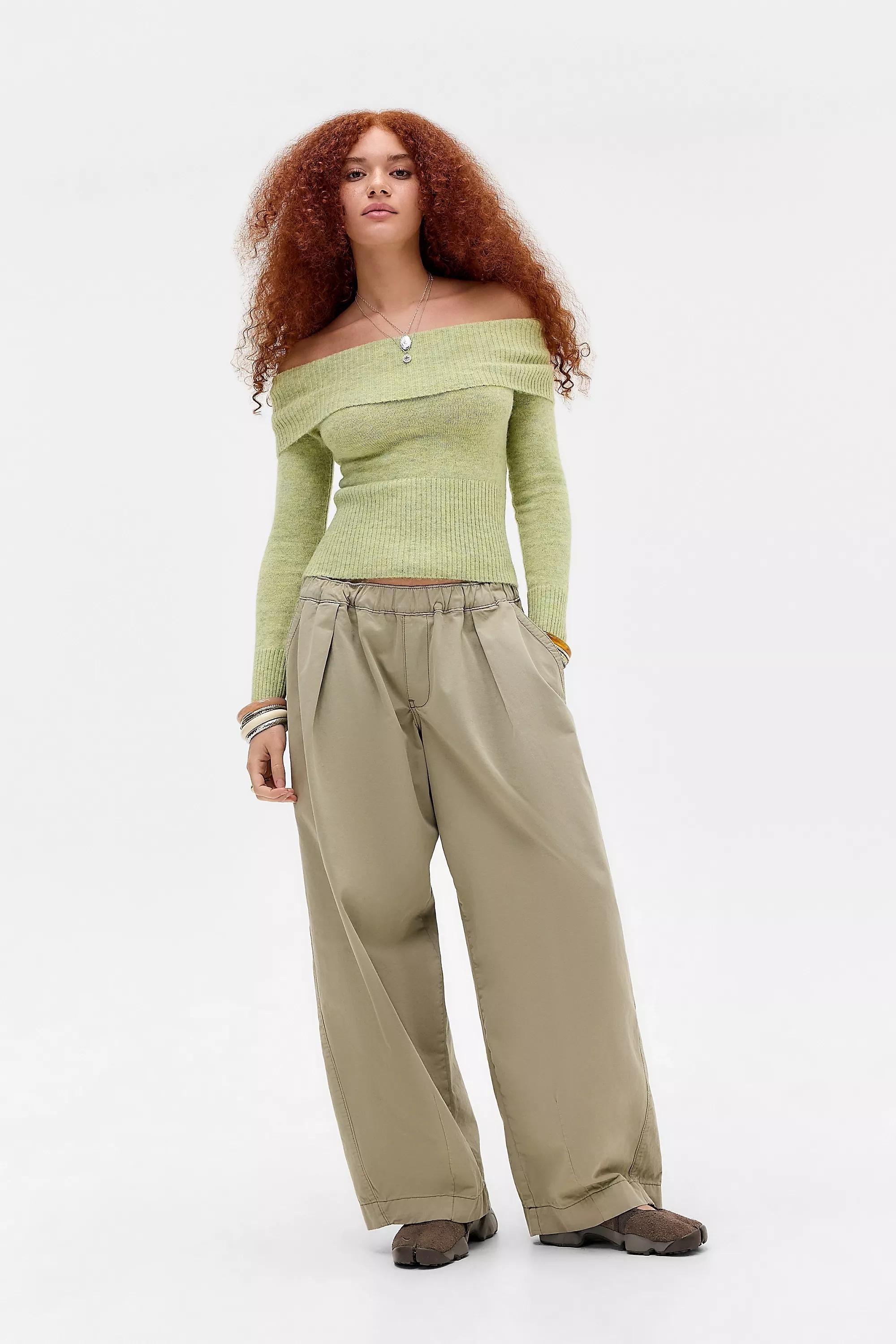 LIME UO Rylee Bardot Top, LIM, large image number 1