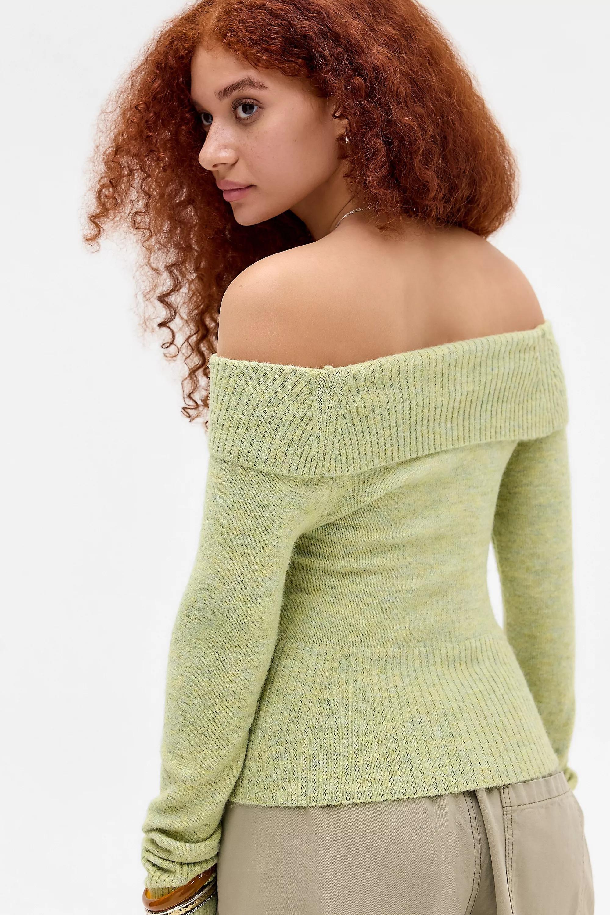 LIME UO Rylee Bardot Top, LIM, large image number 4