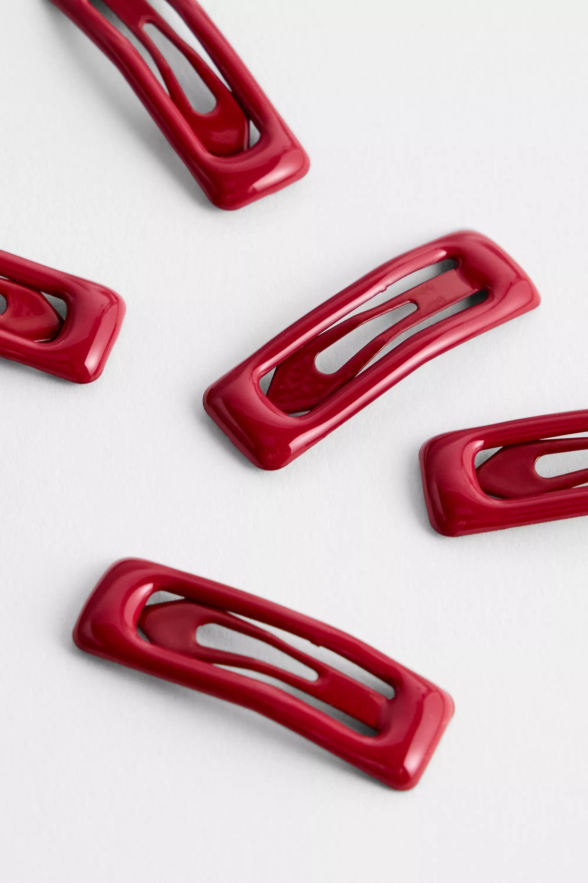 Red Uo Mini Square Snap Hair Clips, A301_0259, medium