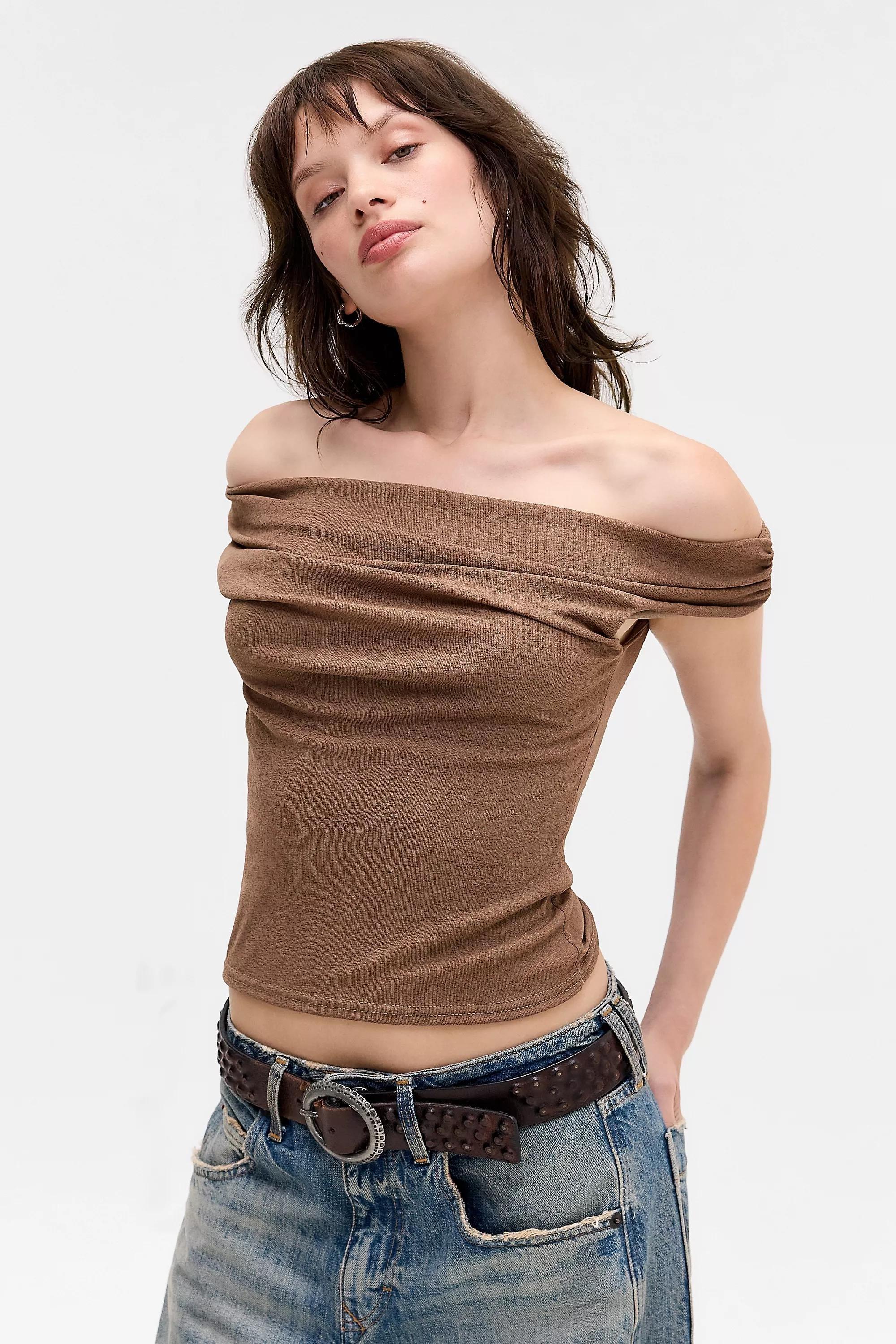 BROWN Silence + Noise Fia Mesh Top, BRN, large image number 0