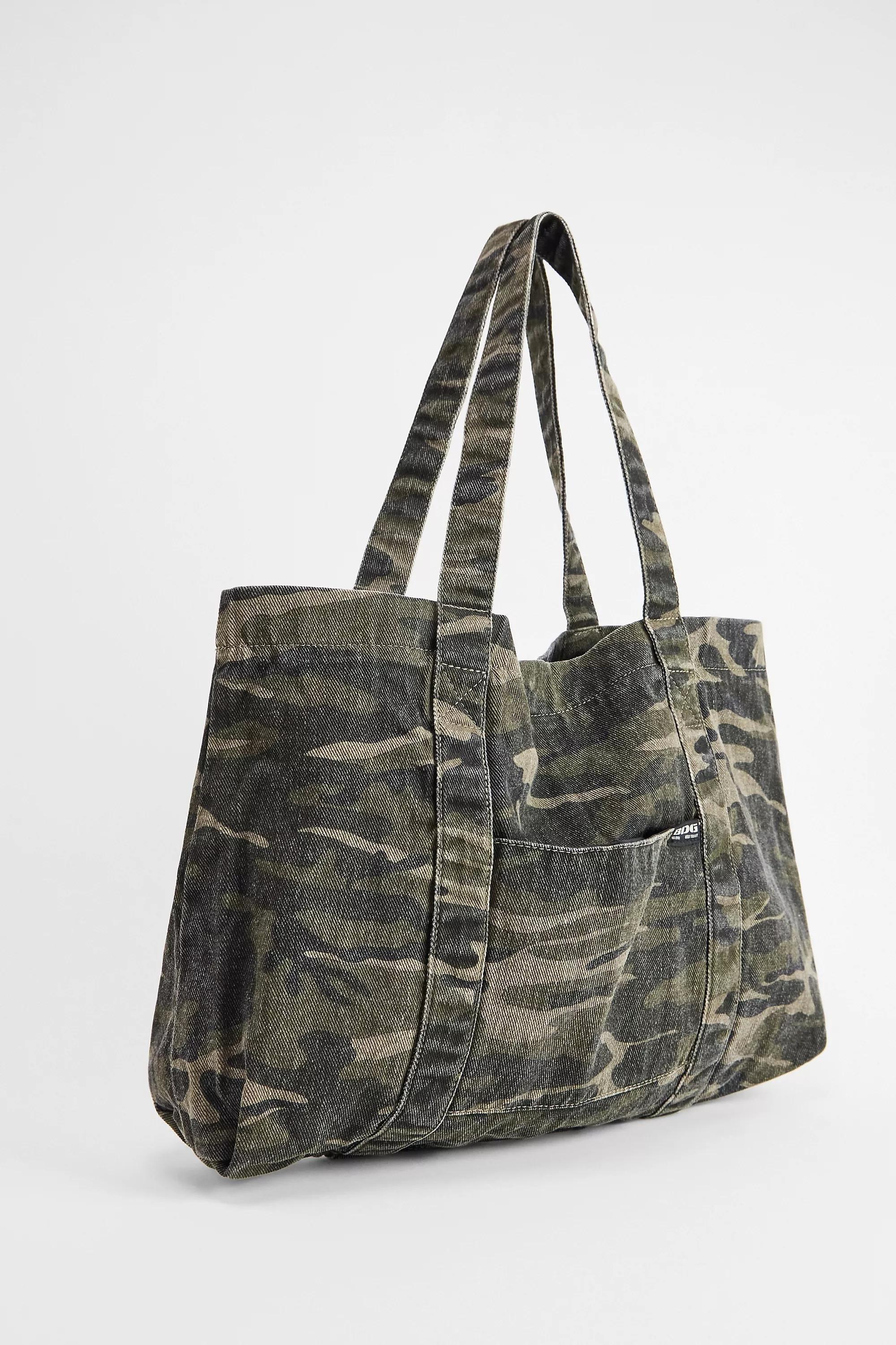 Green Bdg Dark Camo Canvas Tote Bag, KHAKI, large image number 2