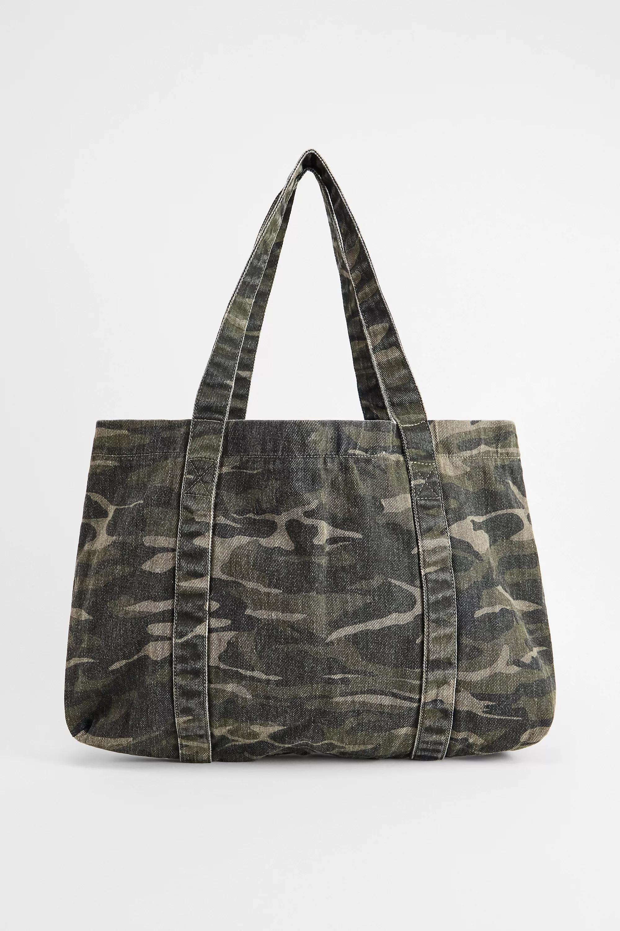 Green Bdg Dark Camo Canvas Tote Bag, KHAKI, large image number 3