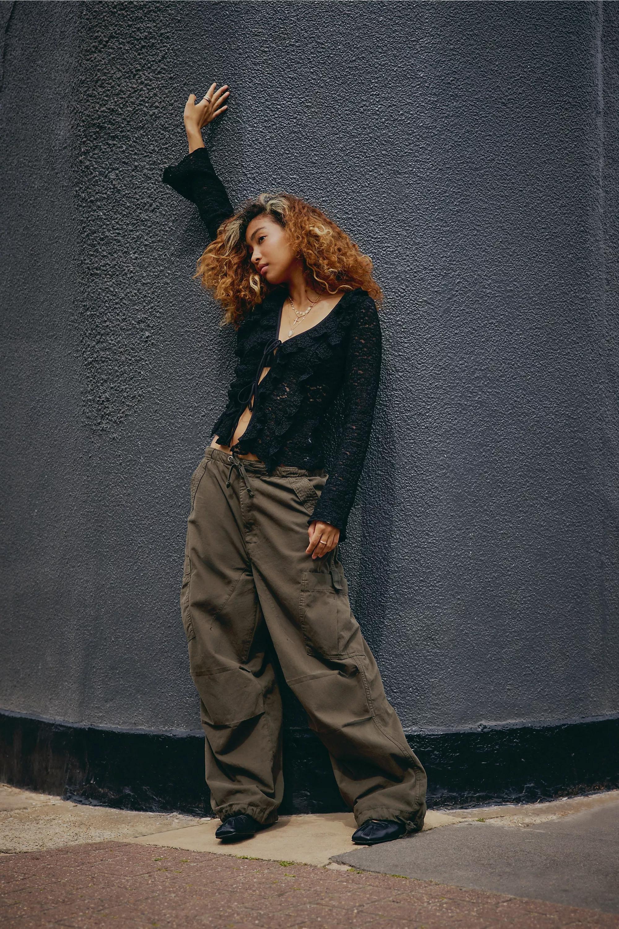 Black Laced Long Sleeve Top, BLK, large image number 3