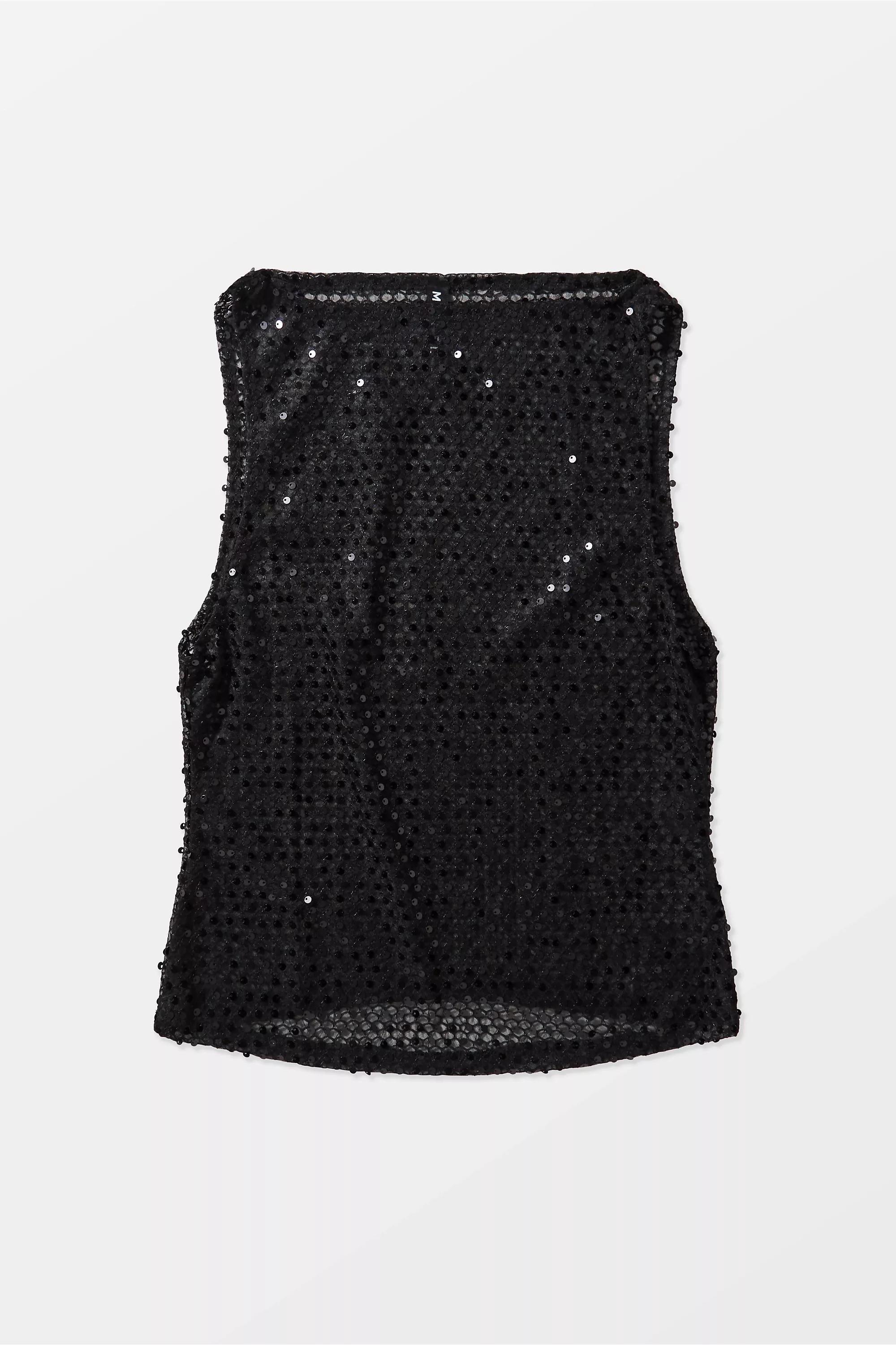 Black Motel Dudley Sequined Top, BLK, large image number 4