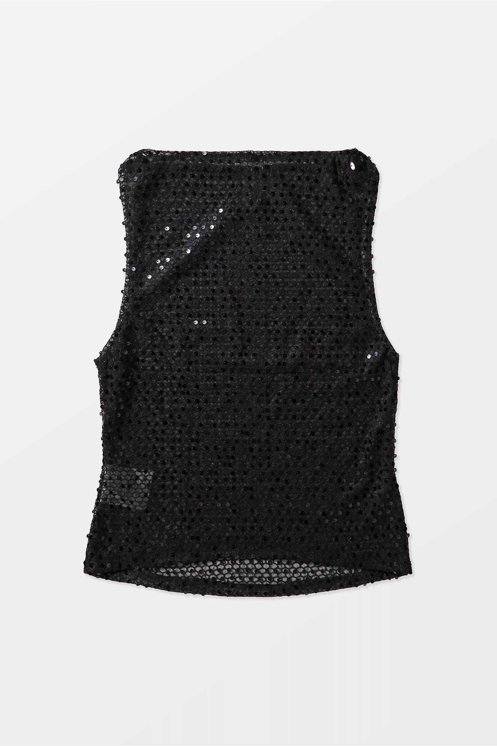 Black Motel Dudley Sequined Top, BLK, large image number 5