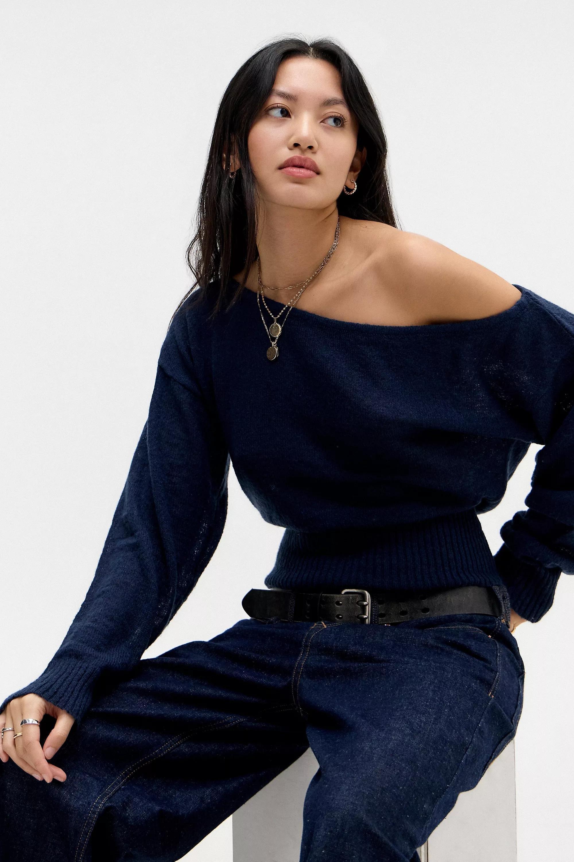 Navy Motel Suina Knit Jumper, NAVY, large image number 4