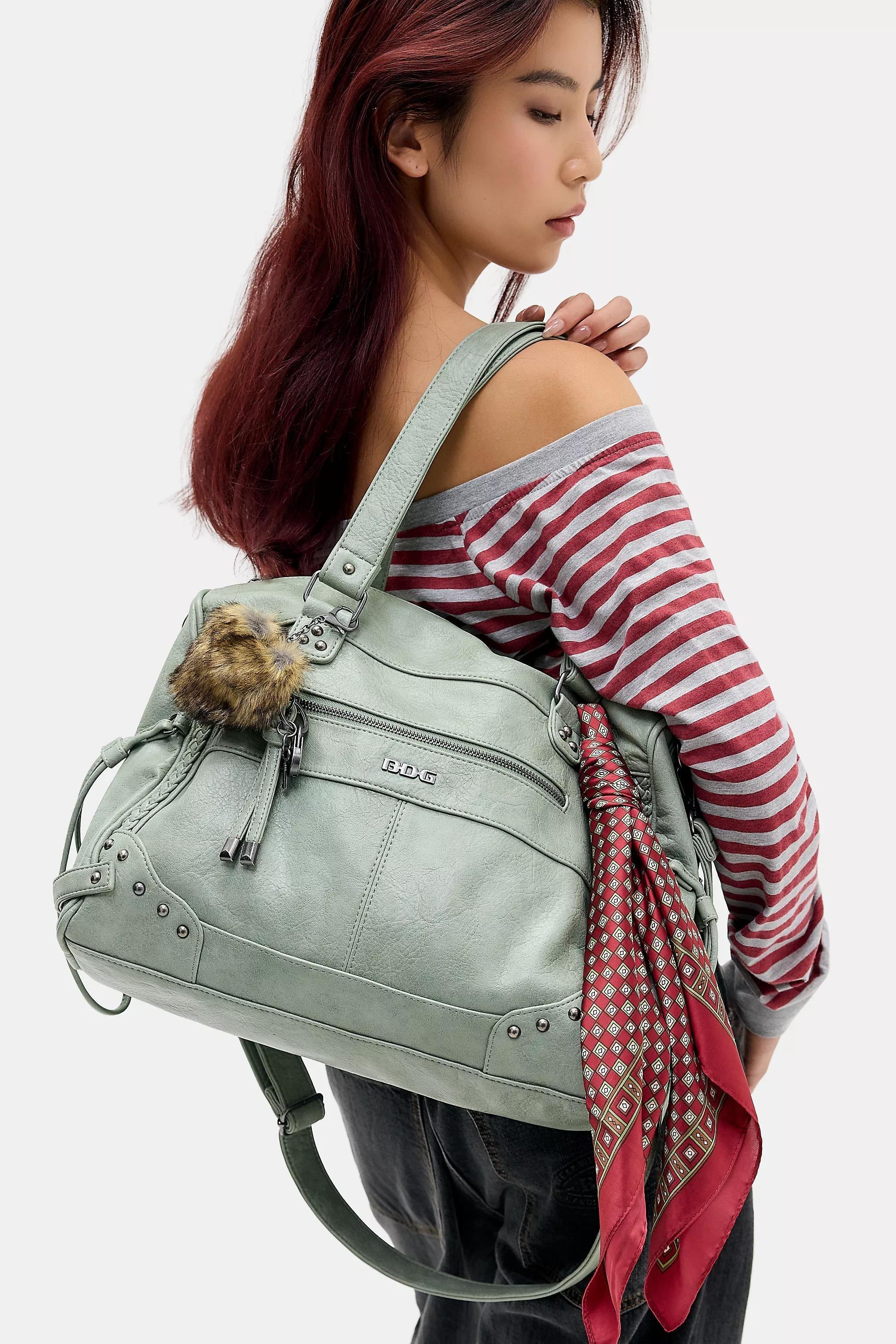 Green Beg Cindy Washed Faux Leather Heart Charm Bag, GRN, large image number 0