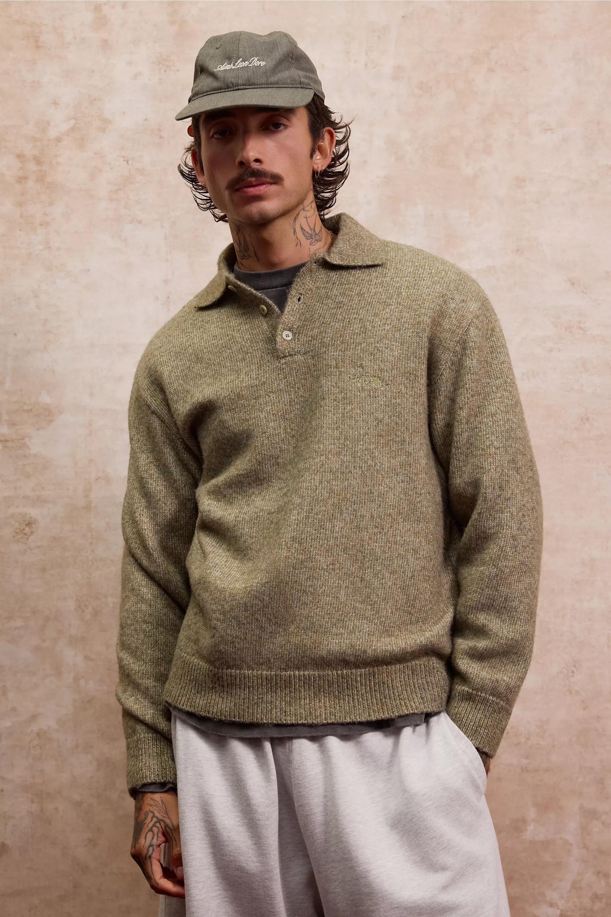 Green Loom Marl Polo Jumper, GRN, large image number 0