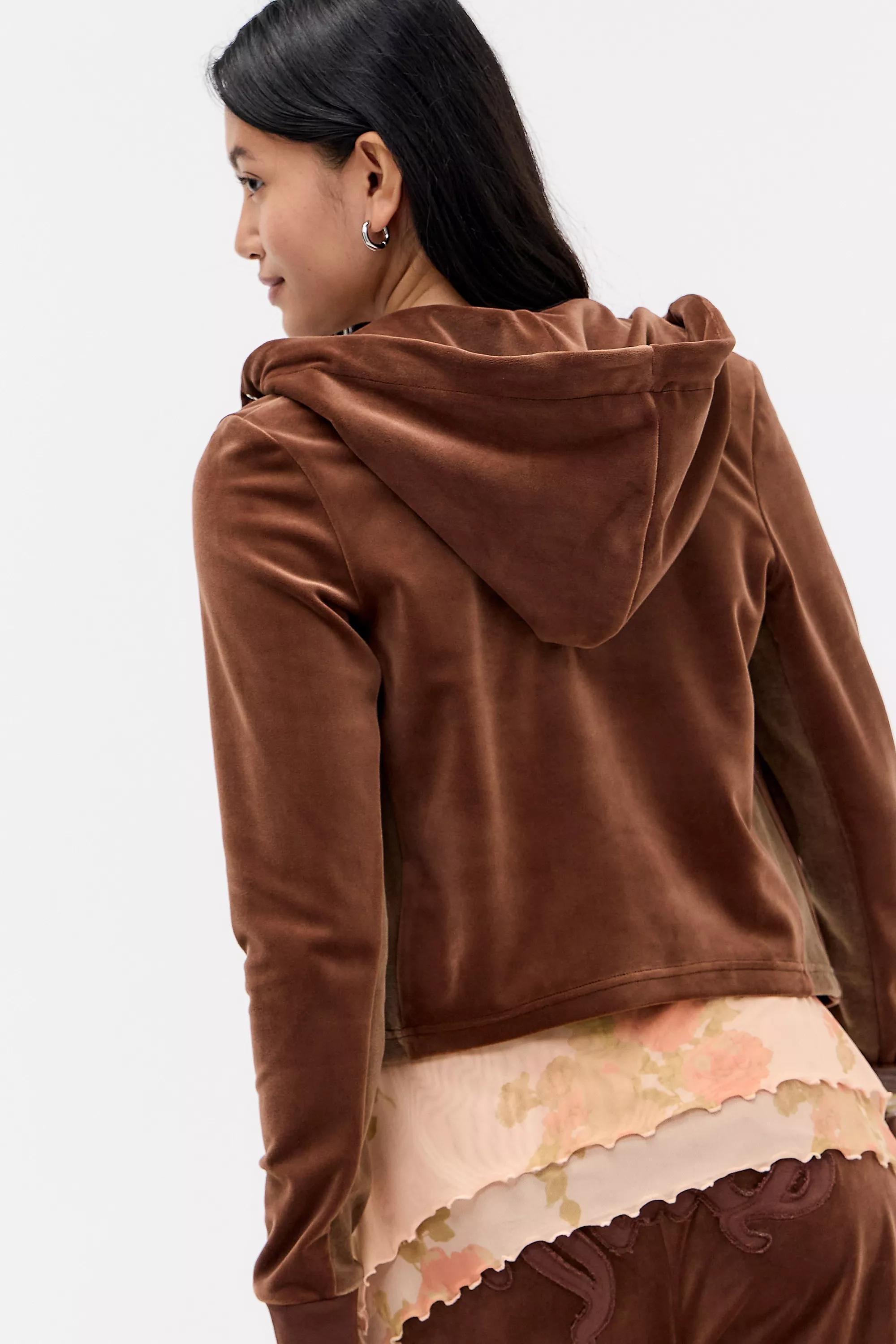 Brown Juicy Couture Brown Panel Applique Hoodie, BRN, medium