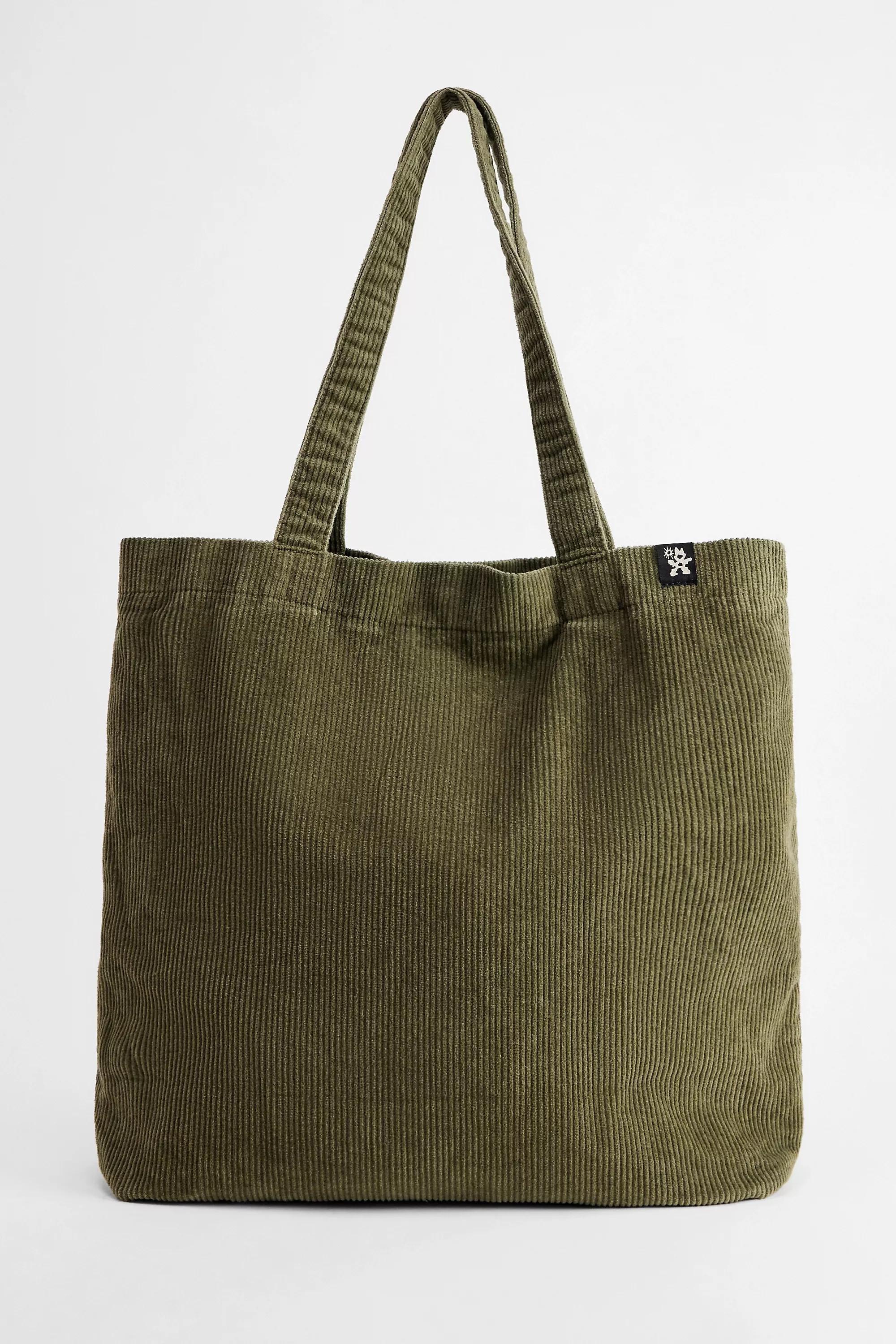 KHAKI Ayker Green Corduroy Tote Bag, KHAKI, medium