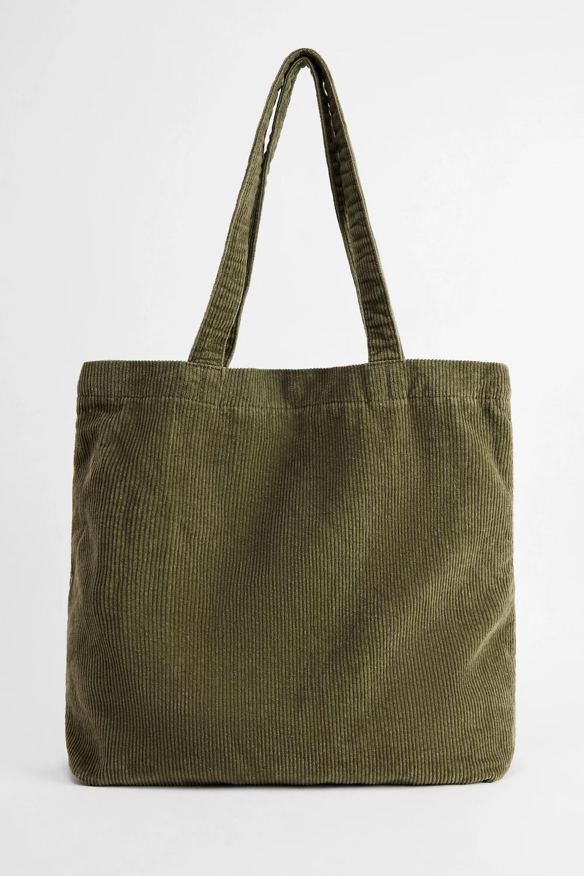 KHAKI Ayker Green Corduroy Tote Bag, KHAKI, large image number 2