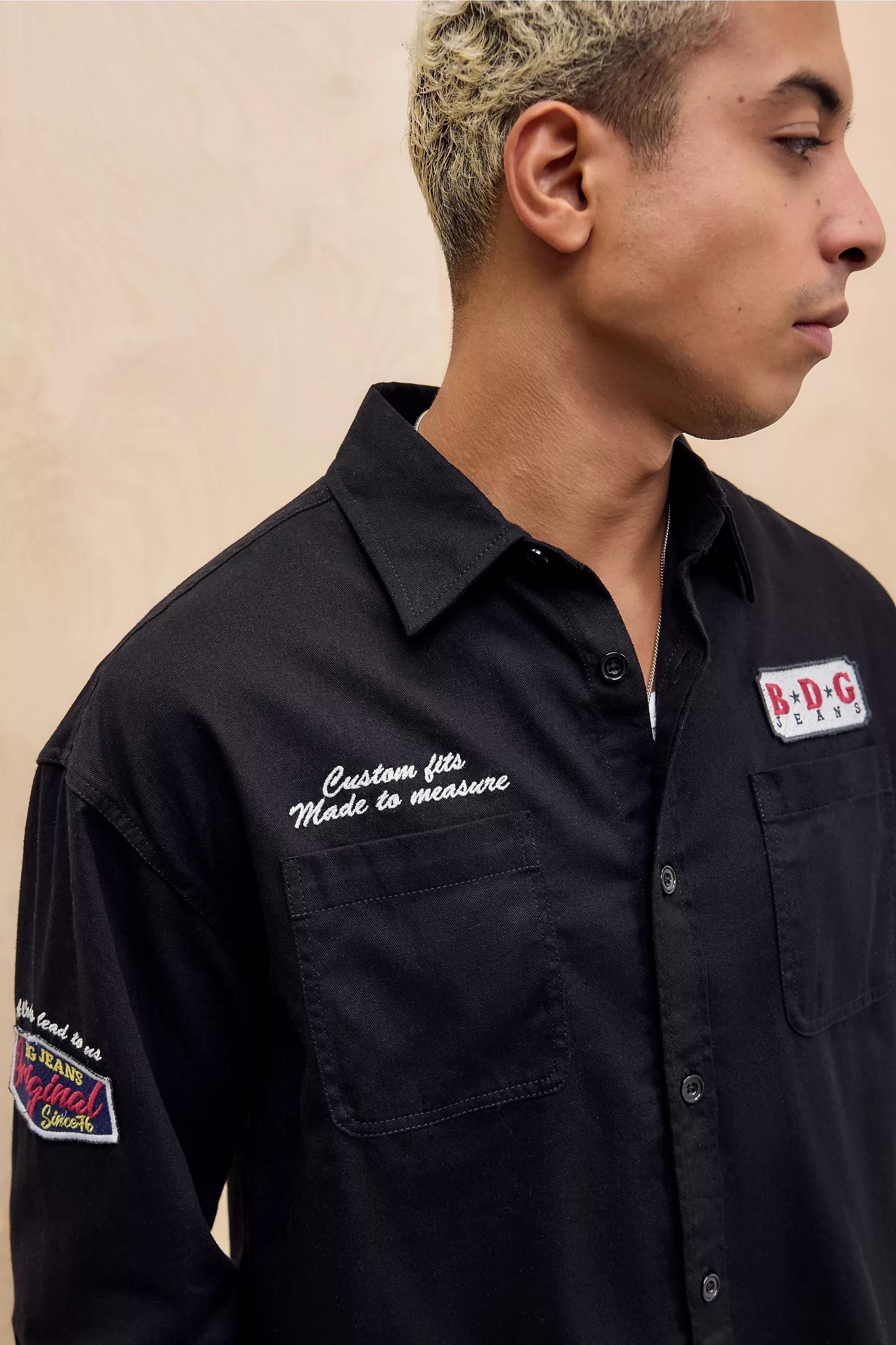 BLACK BDG Black Long Sleeve Mechanic Shirt, BLK, large image number 1