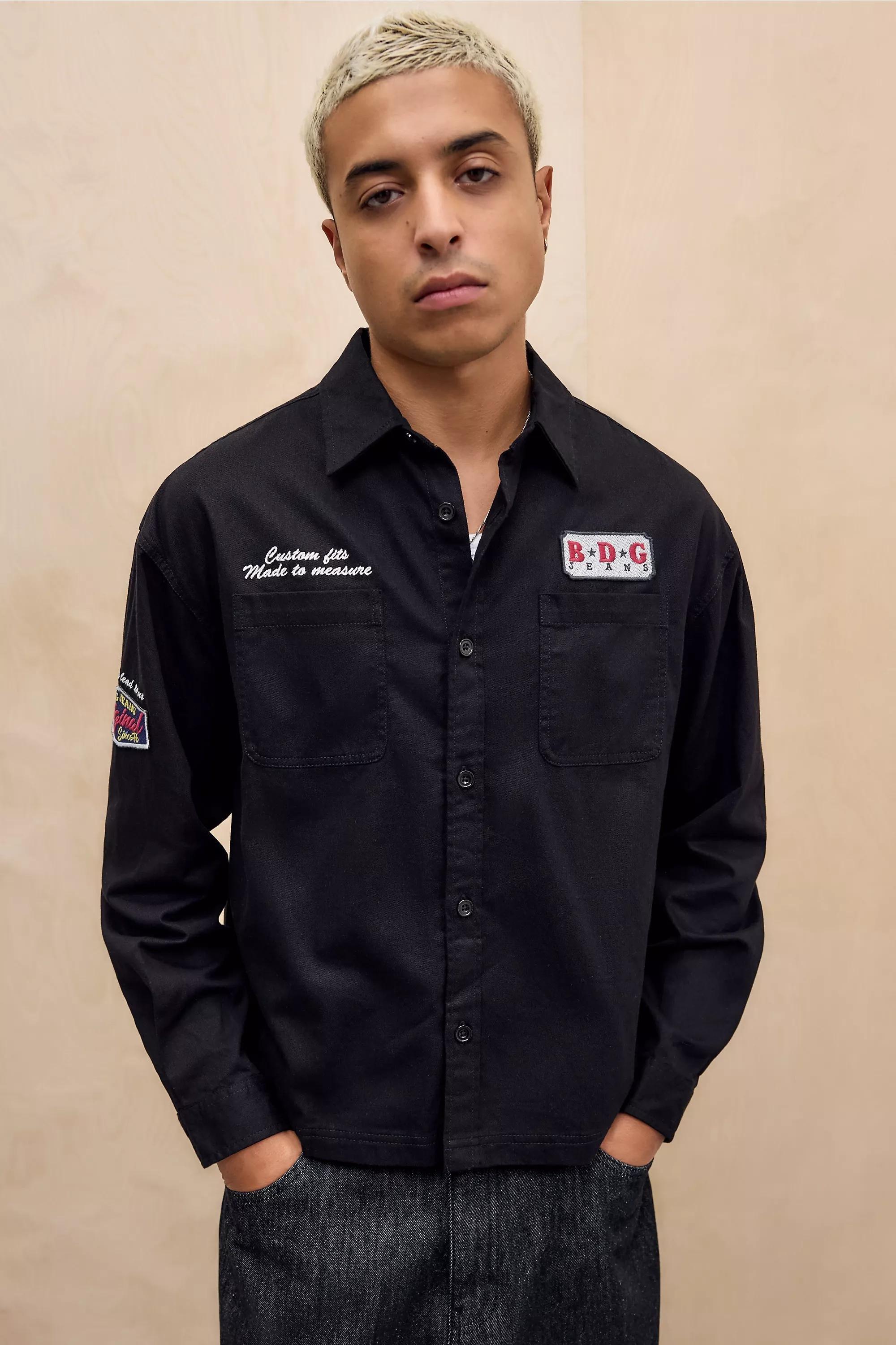 BLACK BDG Black Long Sleeve Mechanic Shirt, BLK, large image number 2