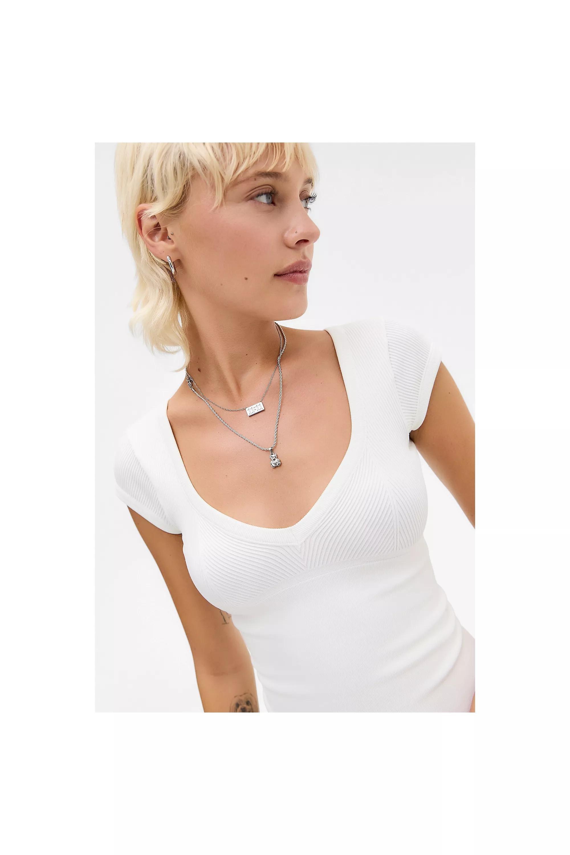 White Uo Jade Seamless Cap Sleeve Top, WHT, large image number 3