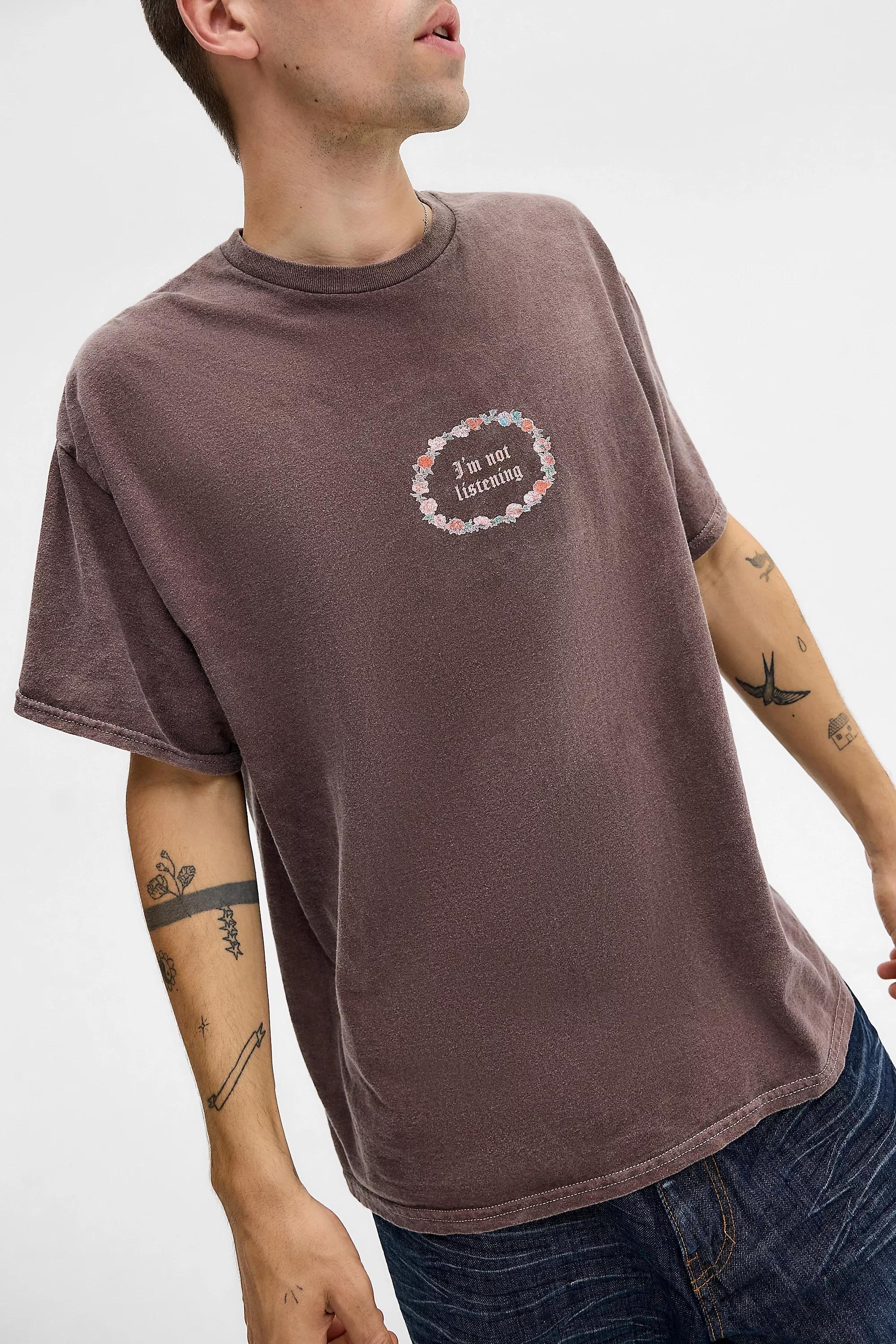 Brown Uo Printed T-Shirt, BRN, medium