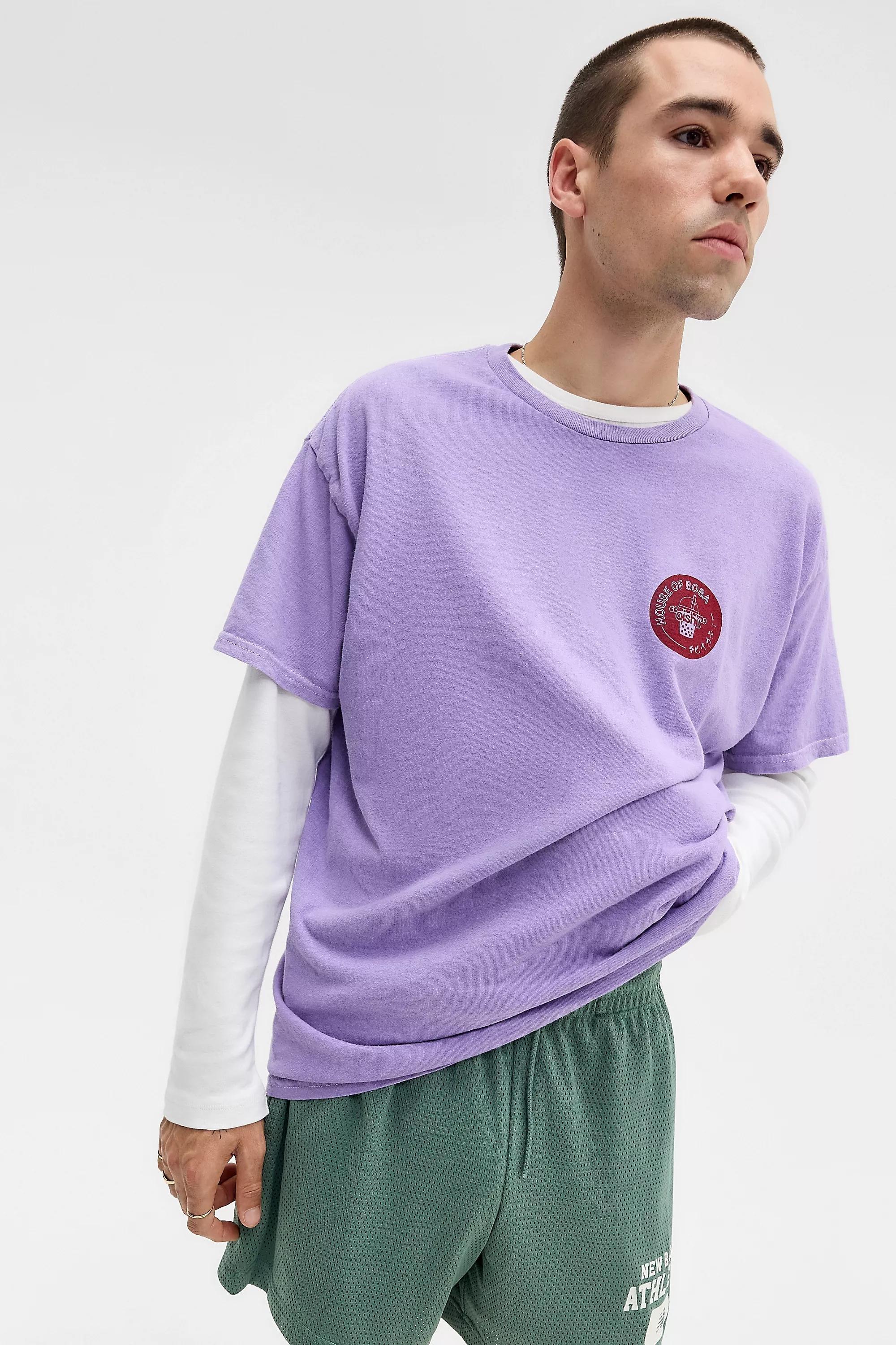 Purple Uo Printed Short Sleeve T-Shirt, PURP, medium