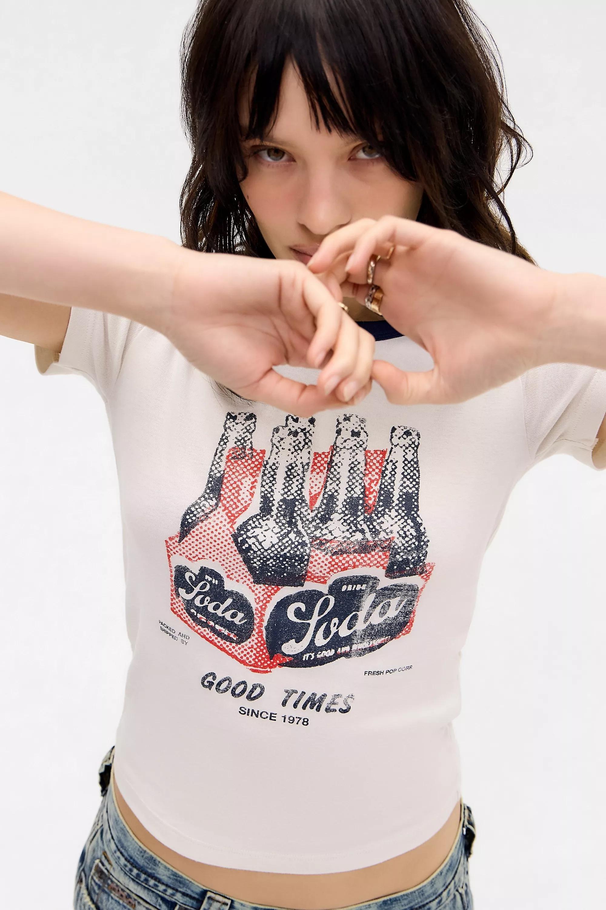 White Uo Soda Printed T-Shirt, WHT, large image number 1