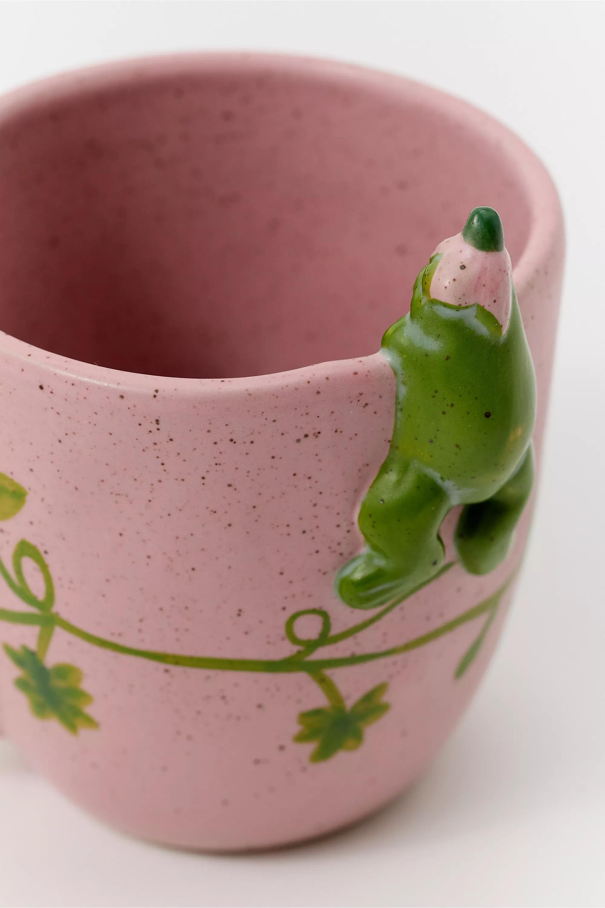 Pink Peeking Frog Mug, PINK, medium