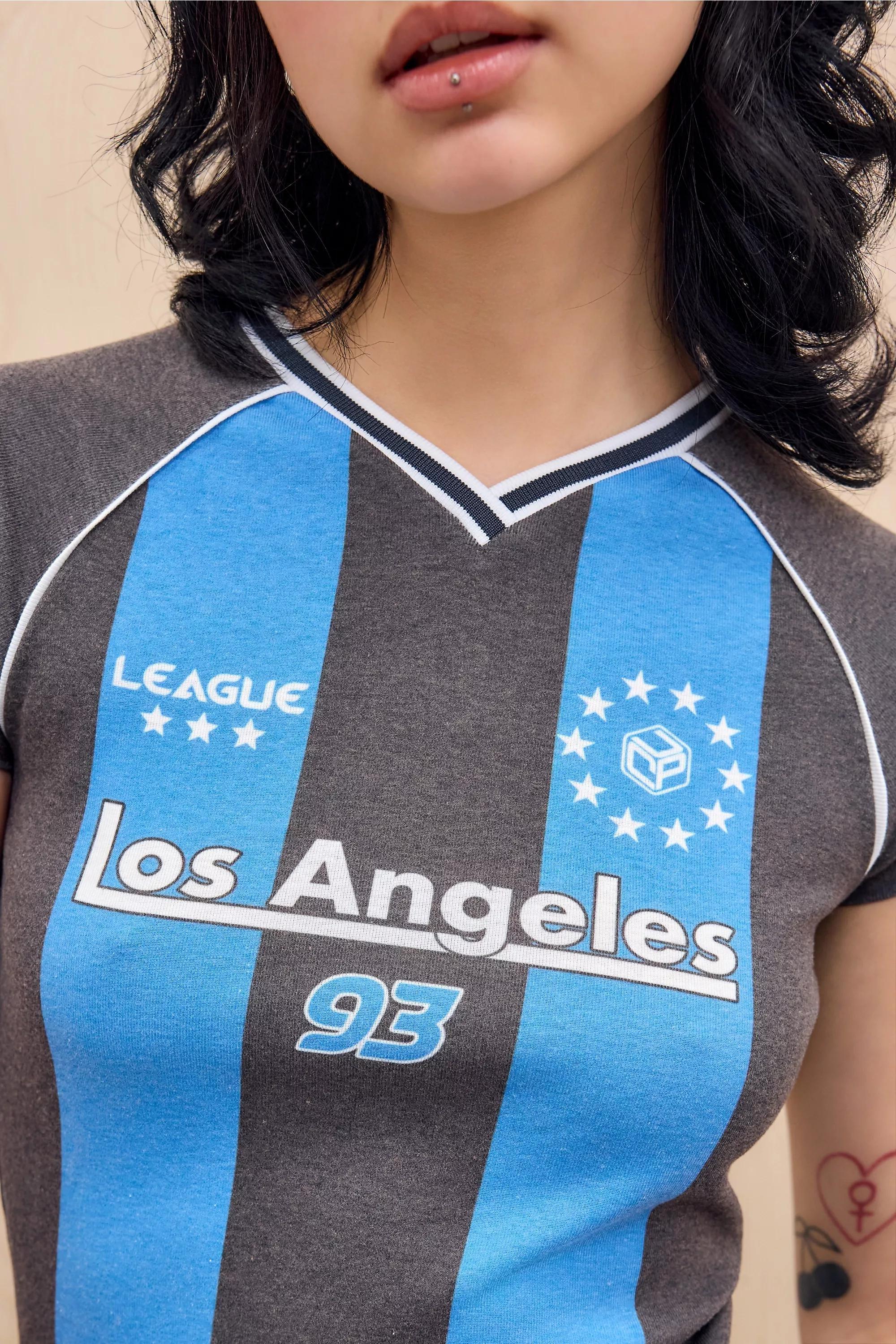 Multicolour Uo La Football V-Neck T-Shirt, BLK, large image number 1