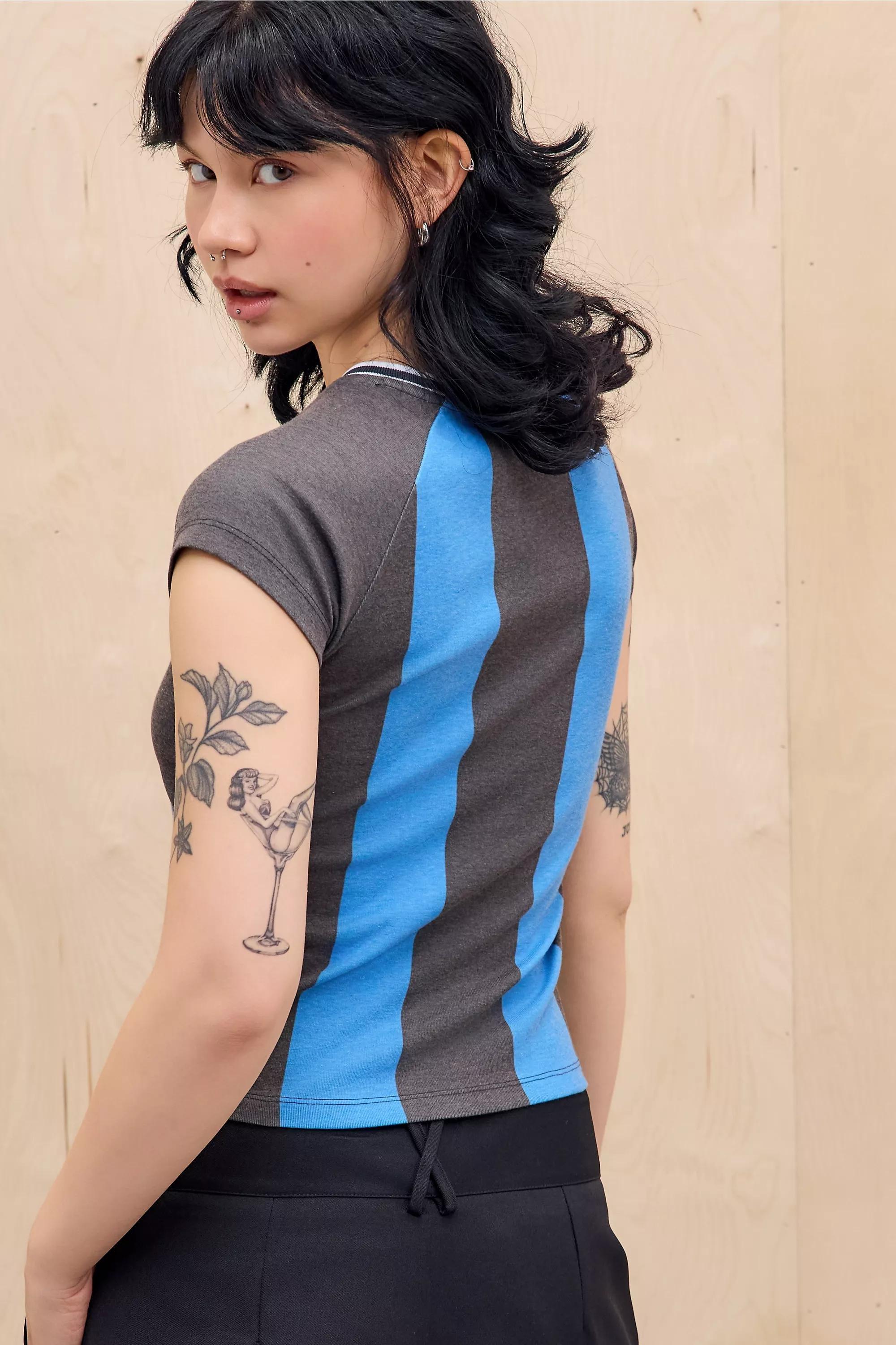 Multicolour Uo La Football V-Neck T-Shirt, BLK, large image number 3